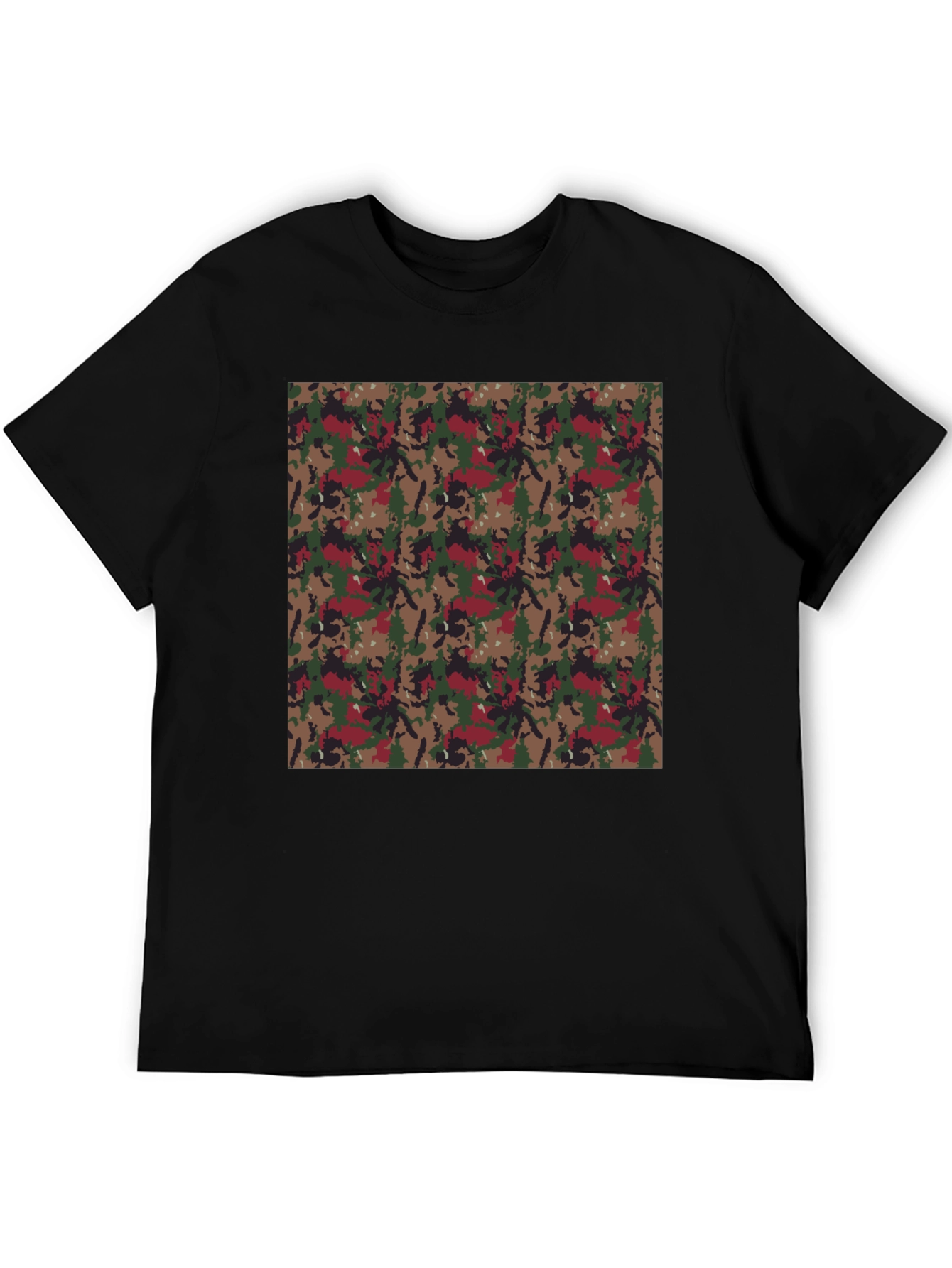 Camouflage Print Black T-Shirt