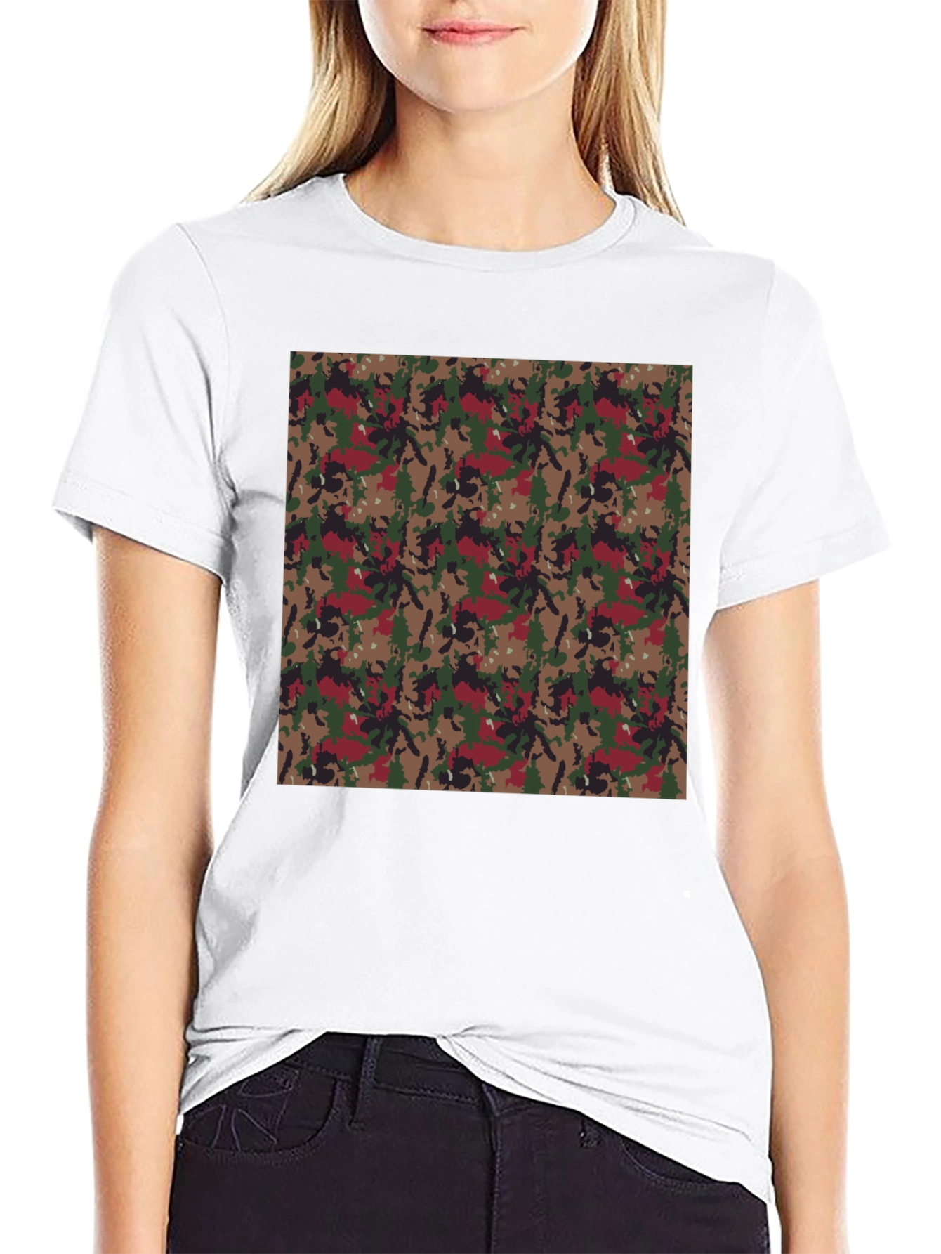 Camouflage Print Black T-Shirt