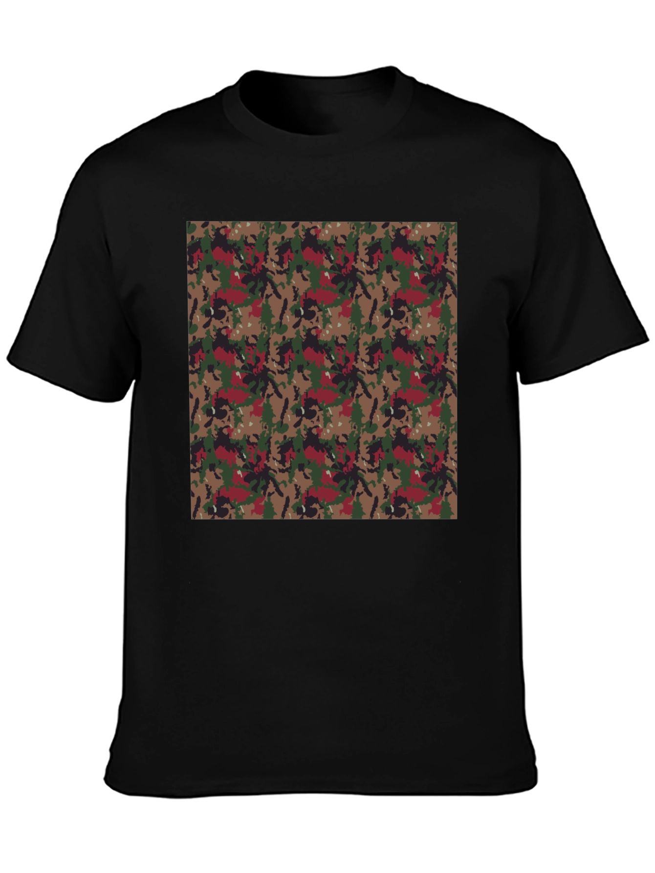 Camouflage Print Black T-Shirt