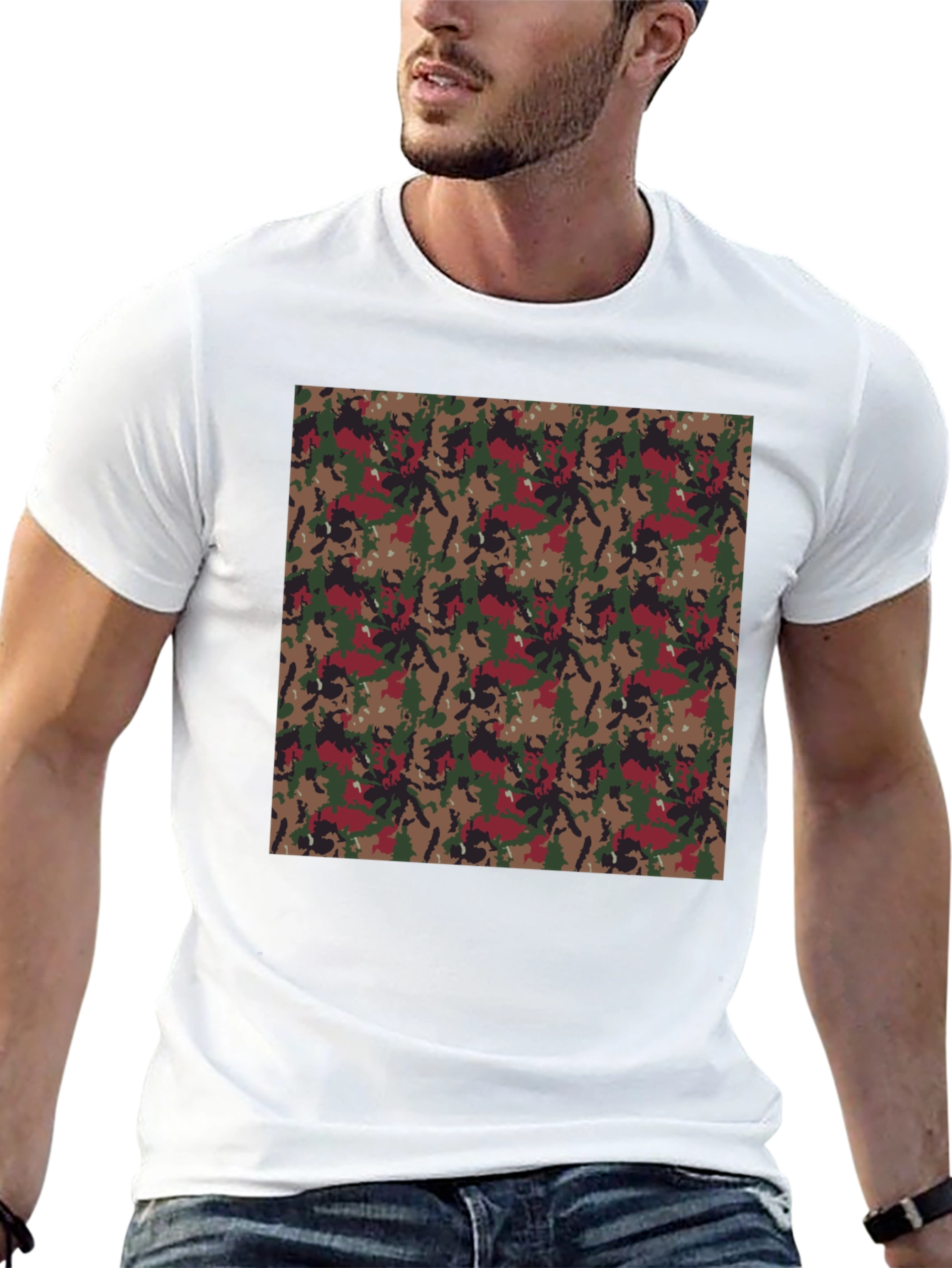 Camouflage Print Black T-Shirt
