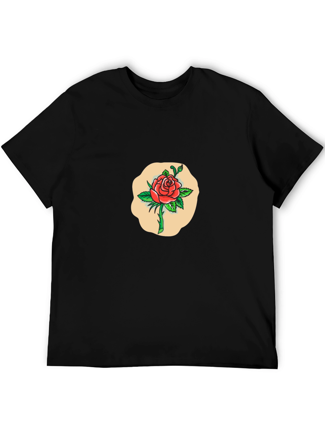 Rose Graphic Print Black T-Shirt