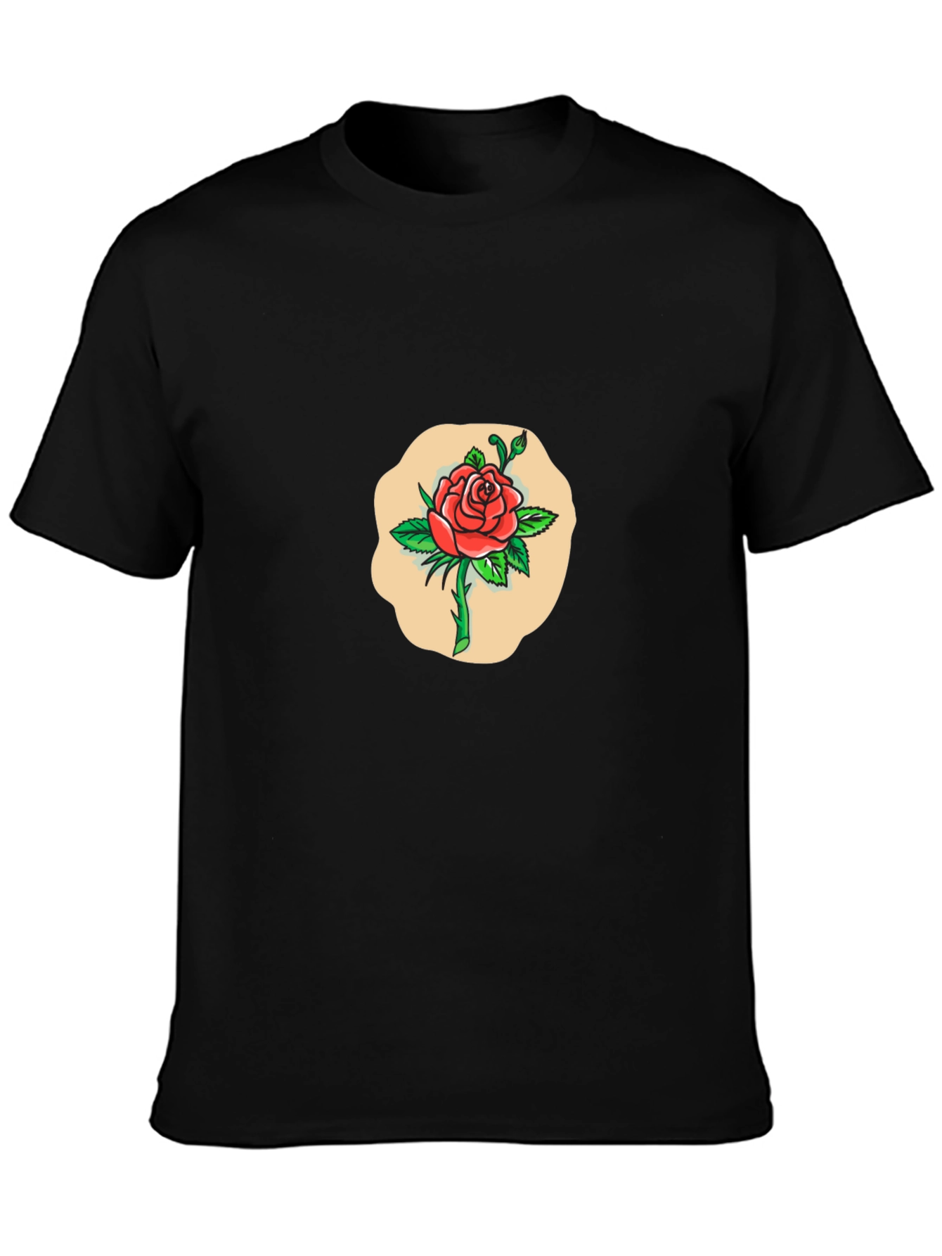Rose Graphic Print Black T-Shirt