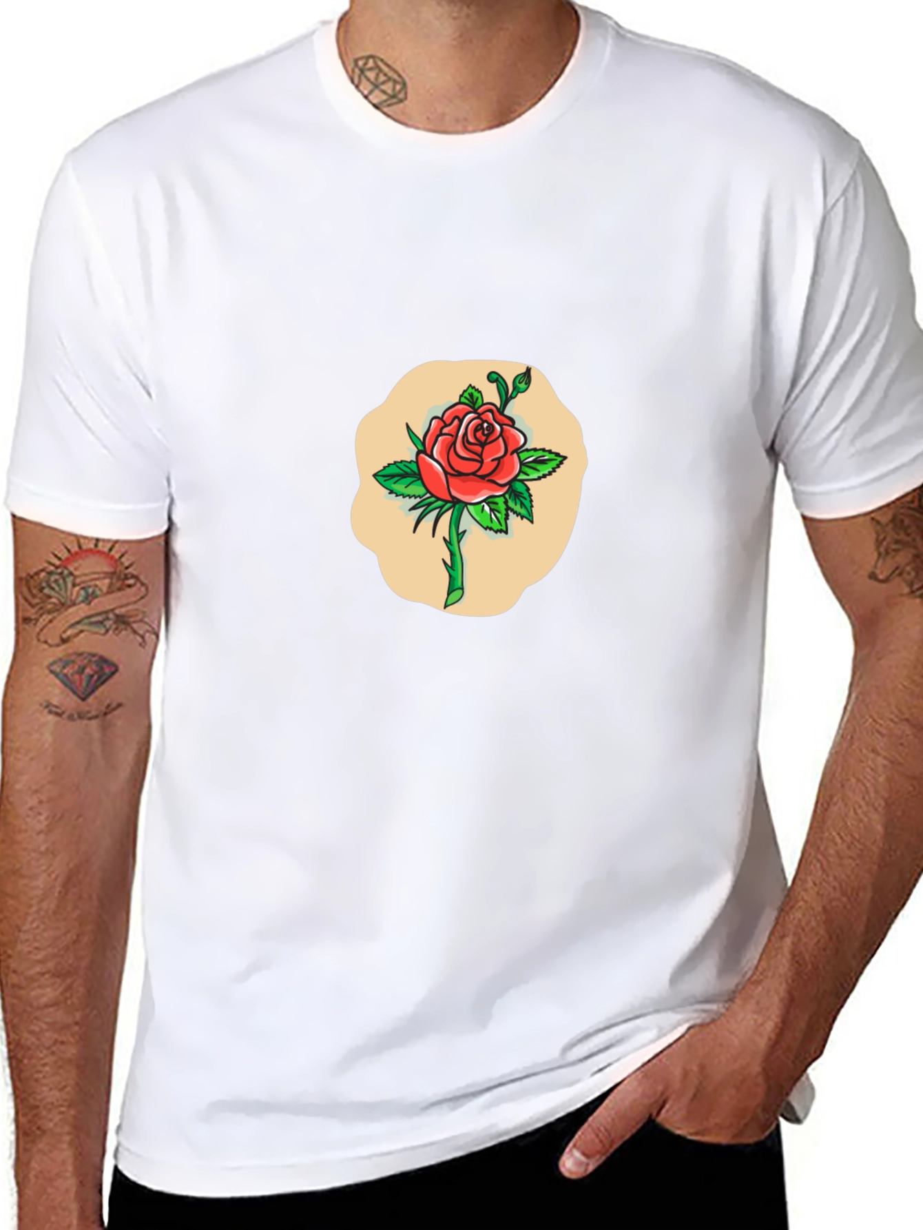 Rose Graphic Print Black T-Shirt