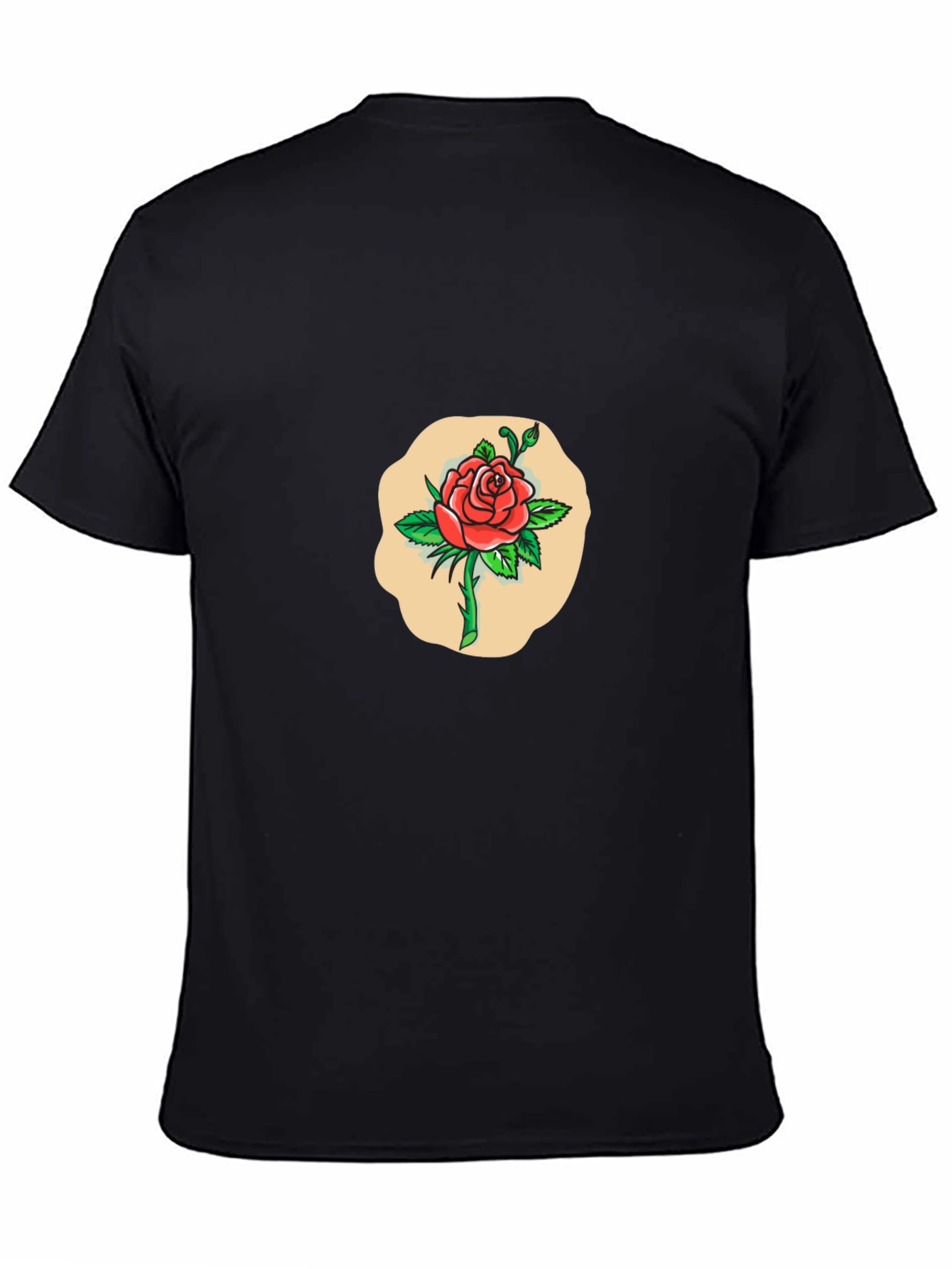 Rose Graphic Print Black T-Shirt