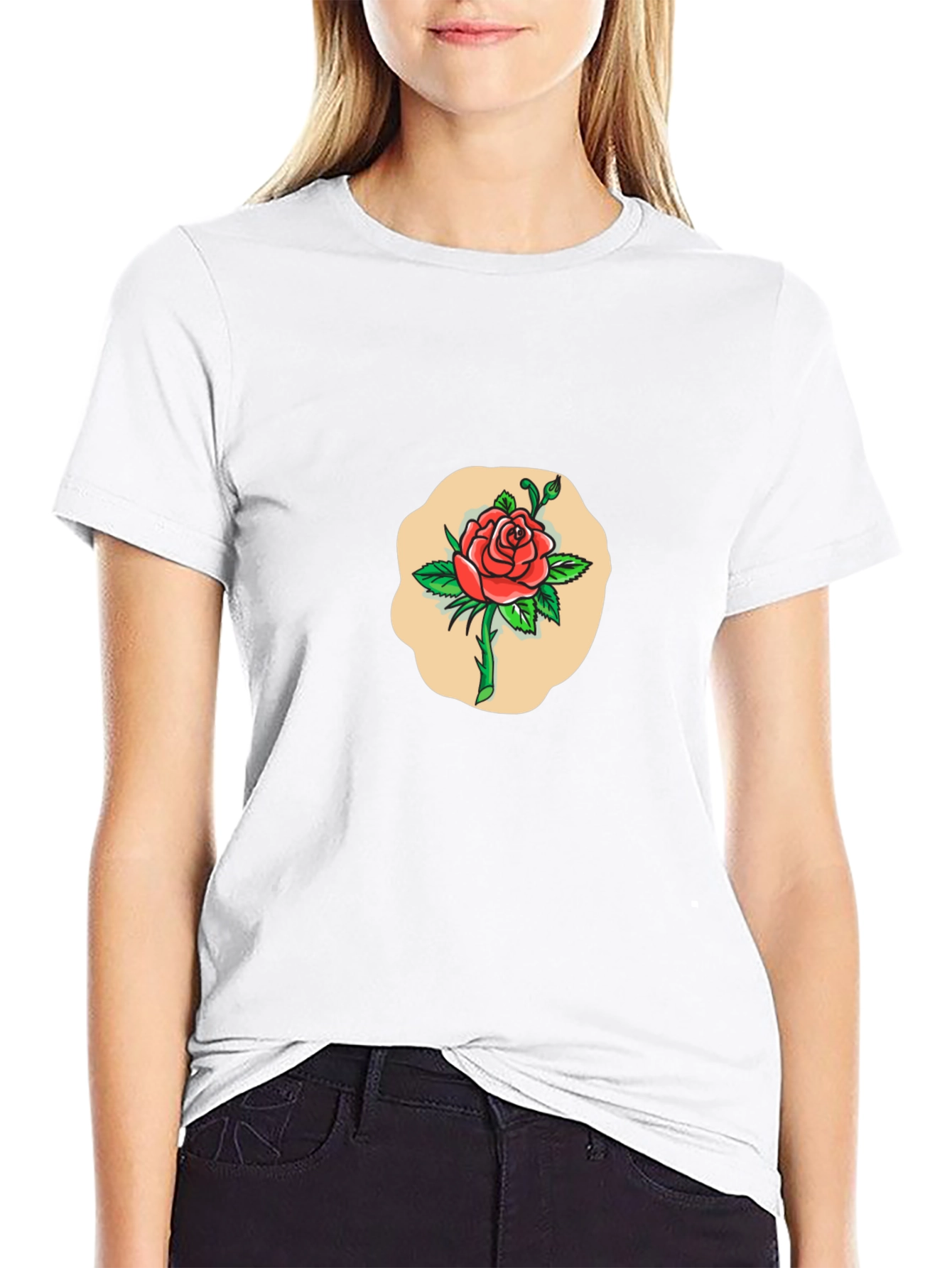 Rose Graphic Print Black T-Shirt