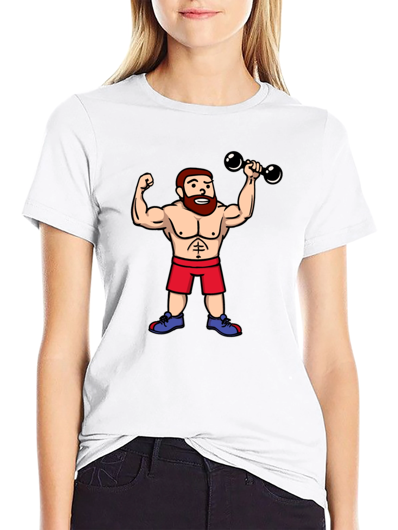 Cartoon Gym Buff Black T-Shirt