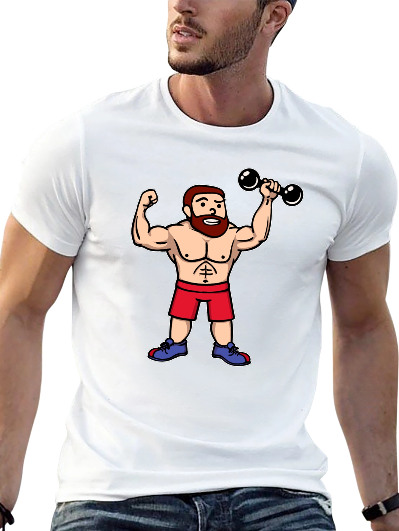 Cartoon Gym Buff Black T-Shirt