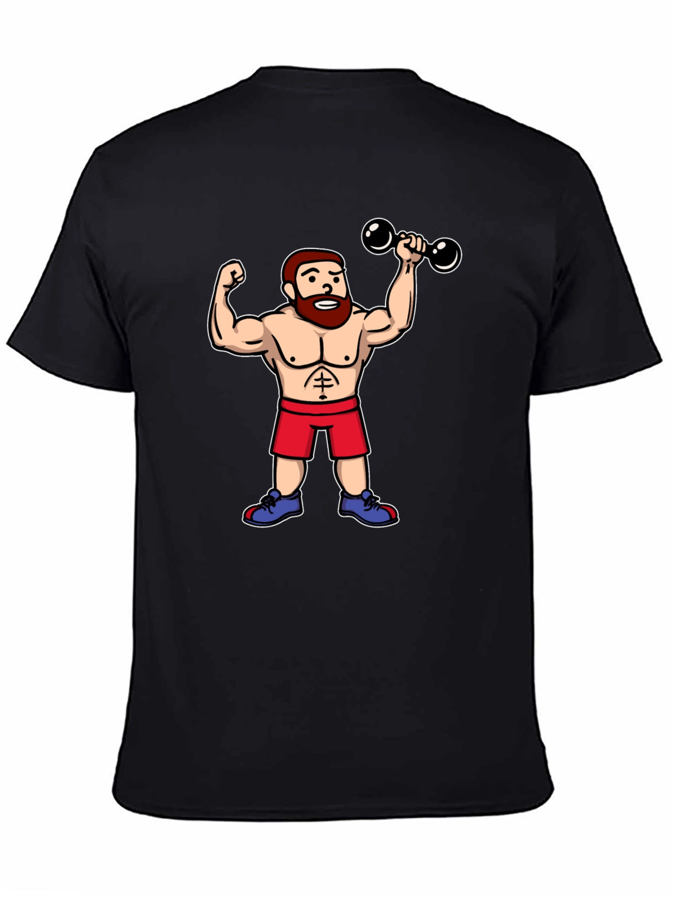 Cartoon Gym Buff Black T-Shirt