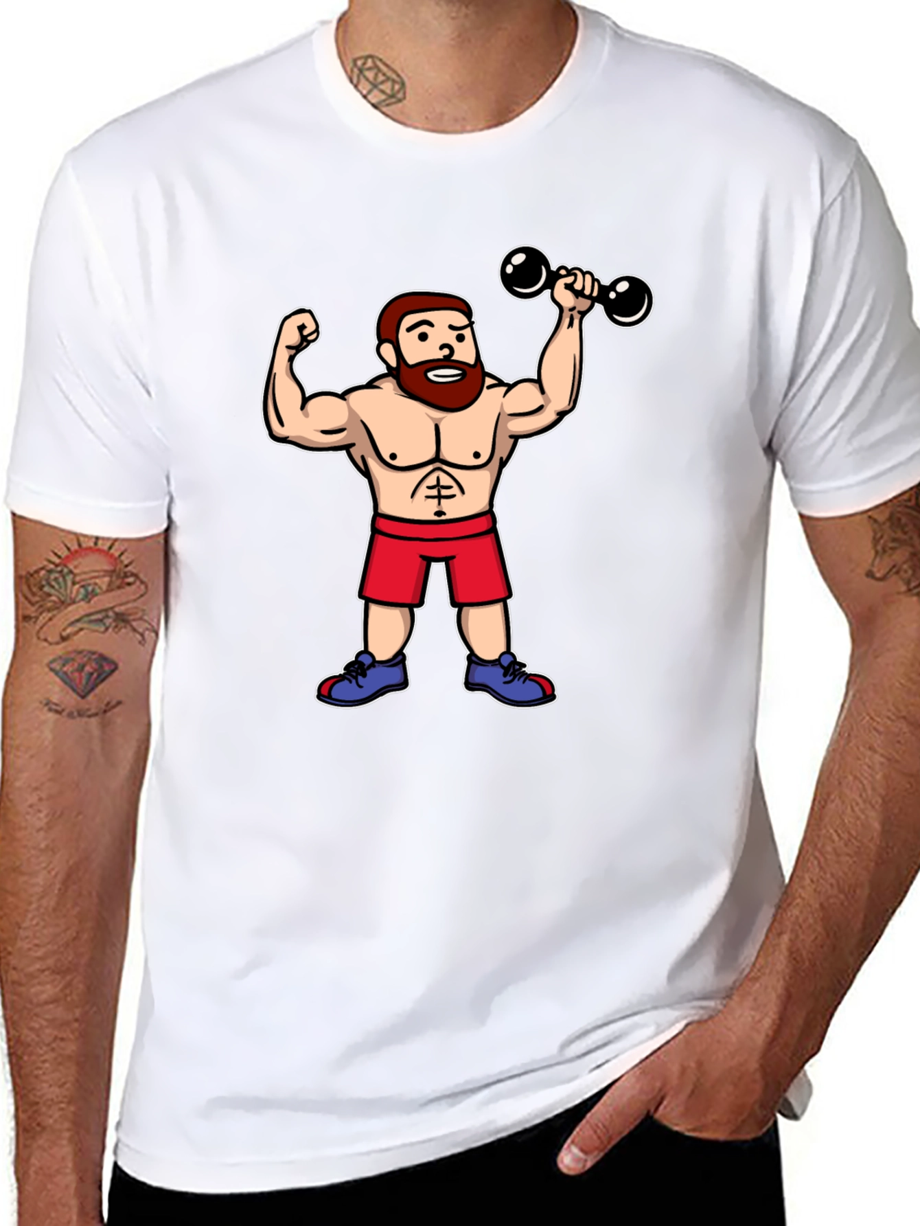 Cartoon Gym Buff Black T-Shirt