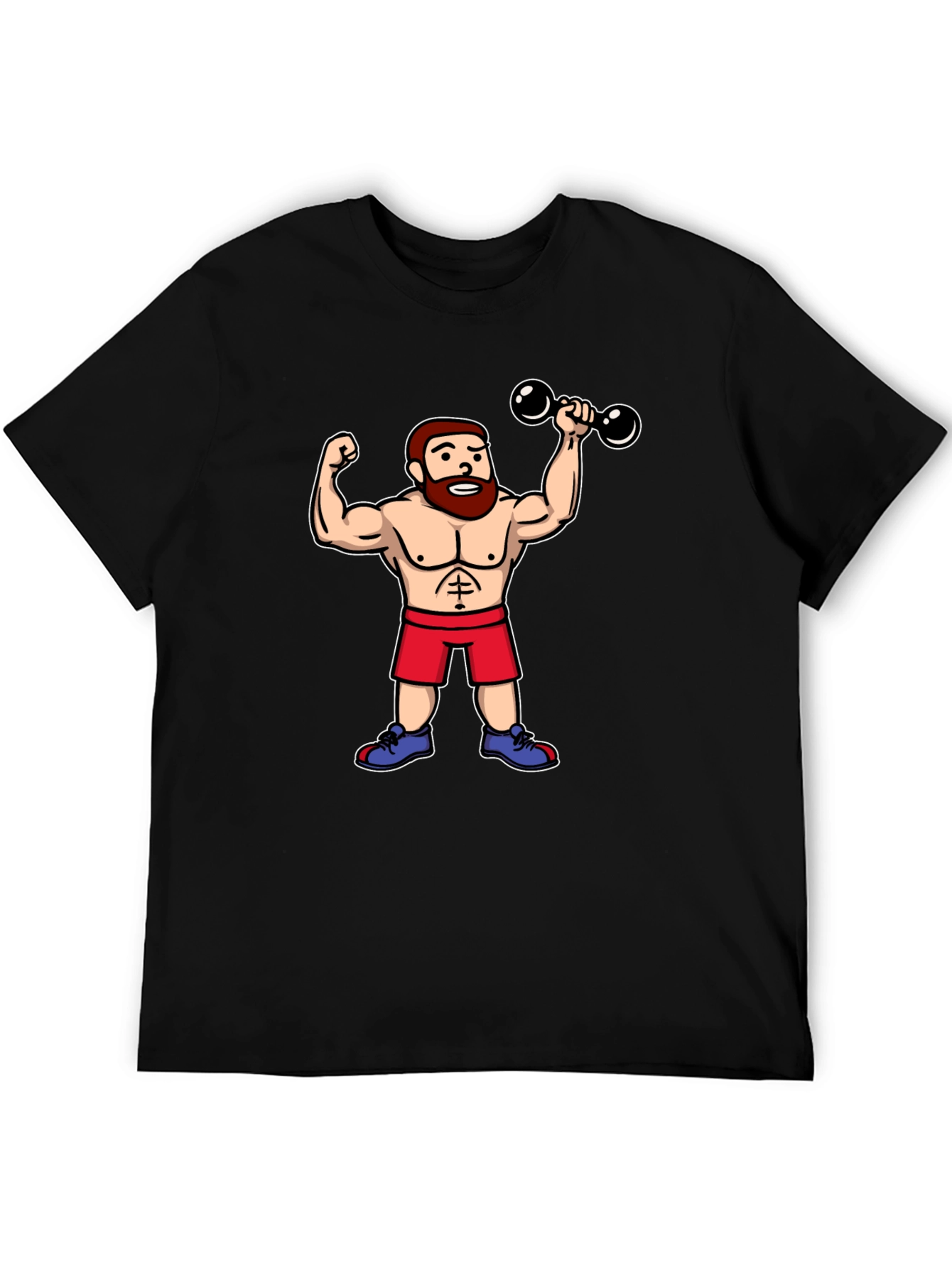 Cartoon Gym Buff Black T-Shirt