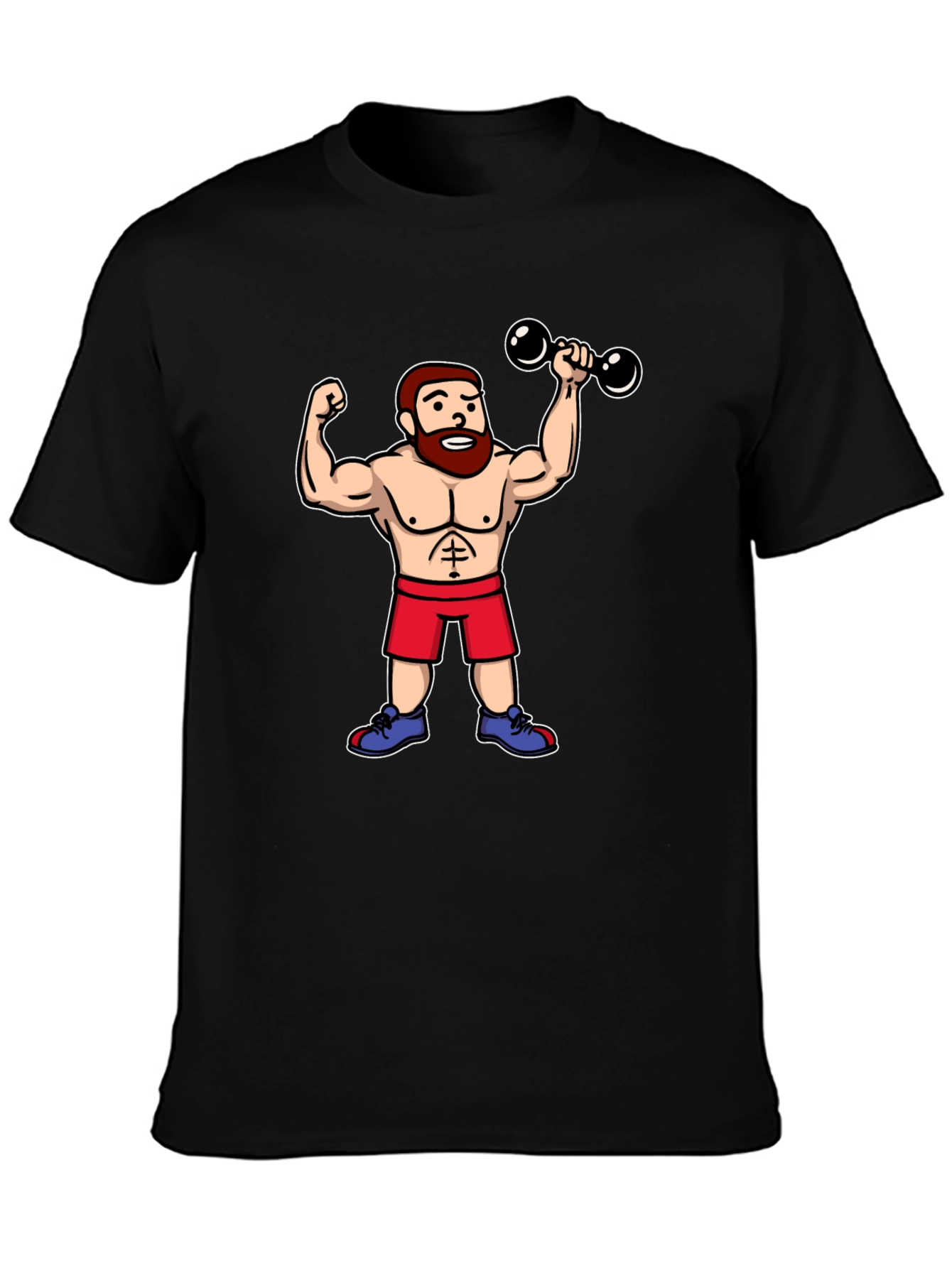 Cartoon Gym Buff Black T-Shirt