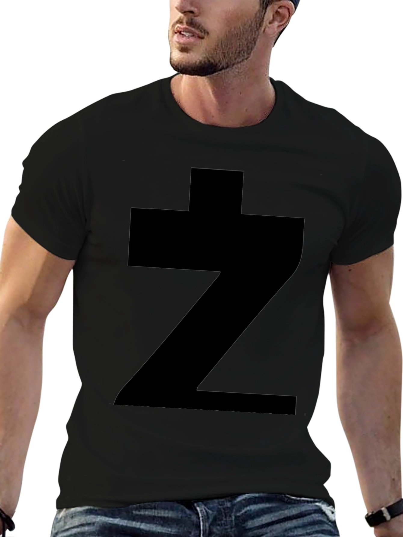 Bold Symbol Graphic Tee - Black Cotton Casual Shirt