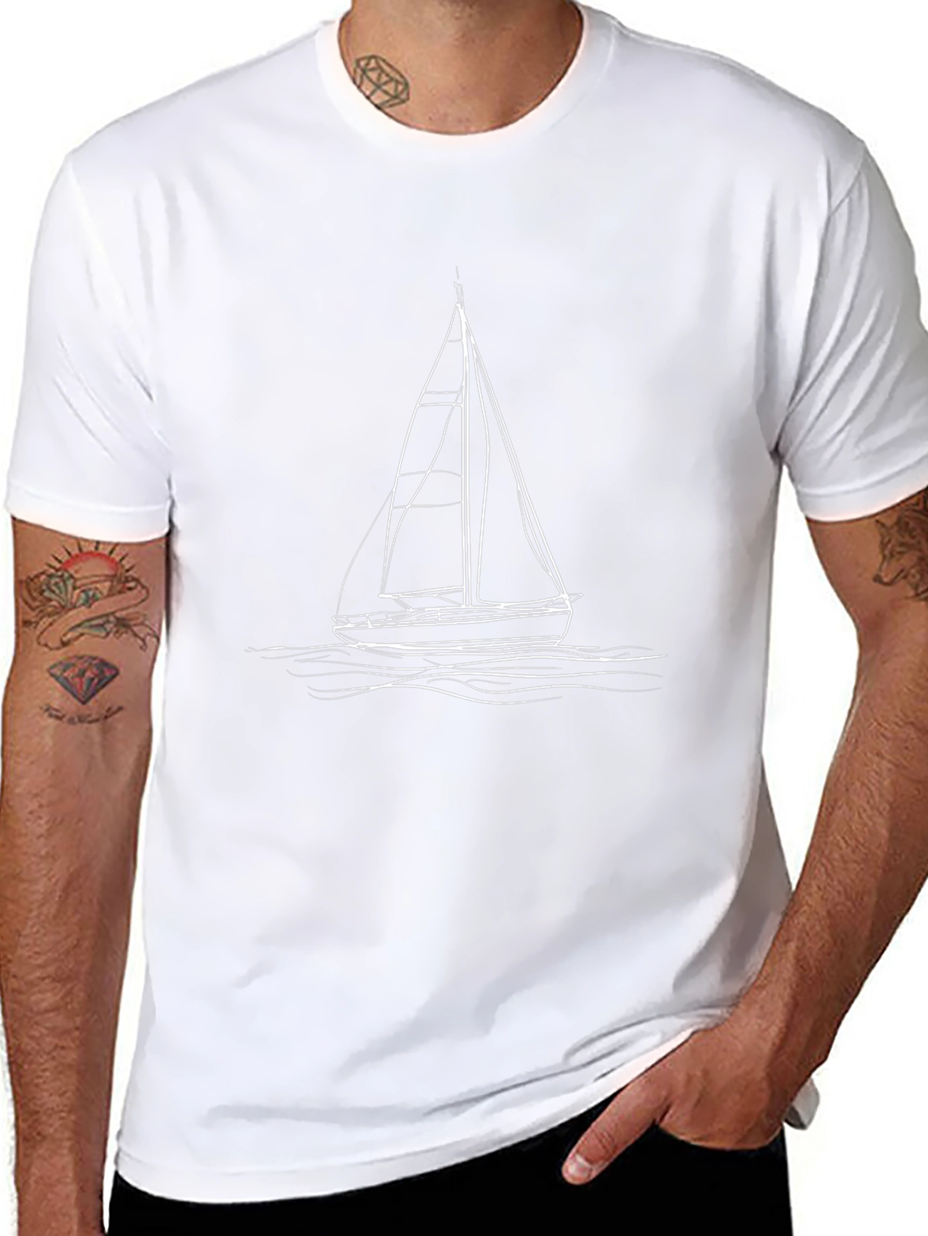 Sailboat Sketch Graphic T-Shirt - Classic Style