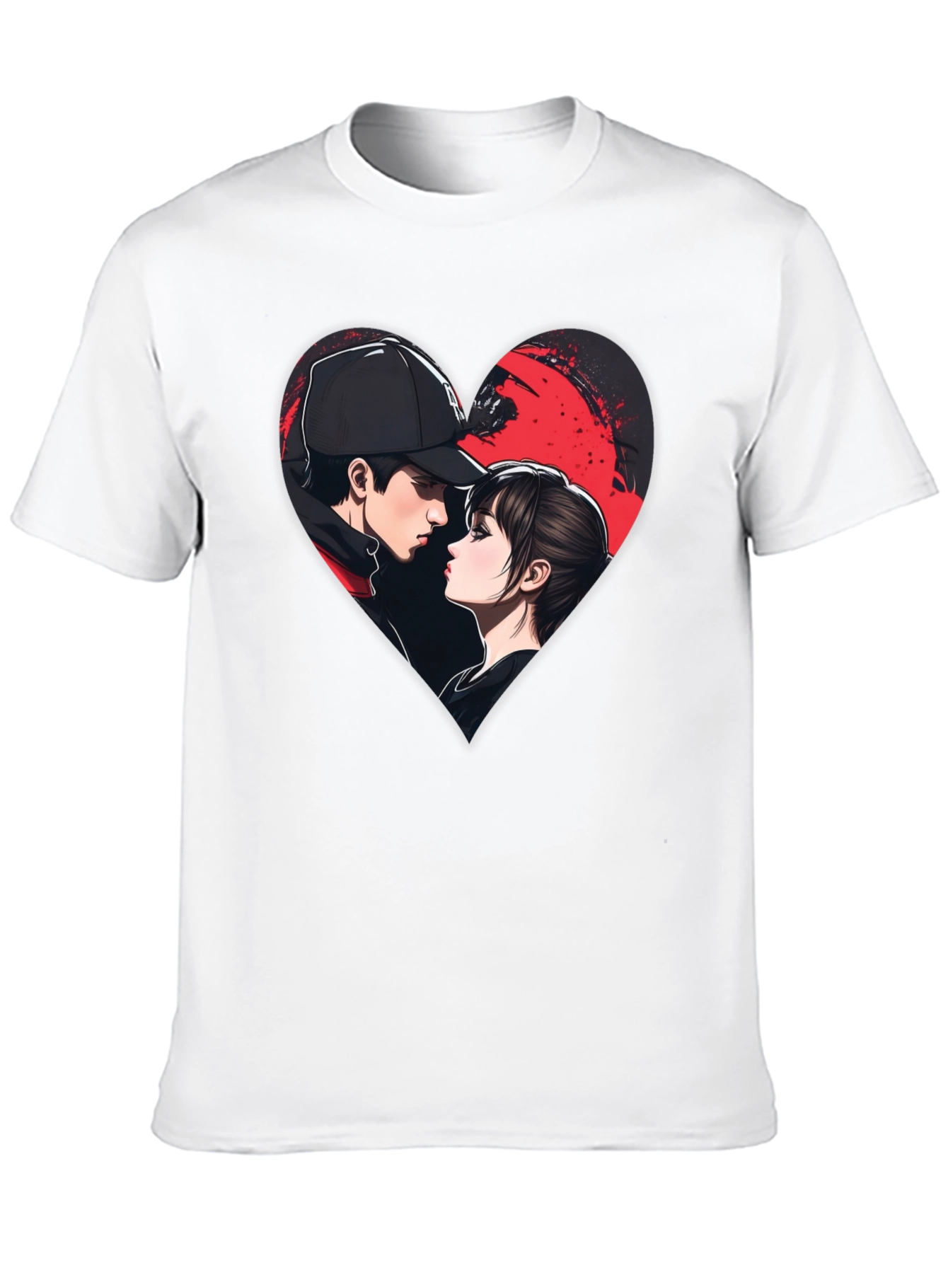Romantic Couple Heart Graphic Tee