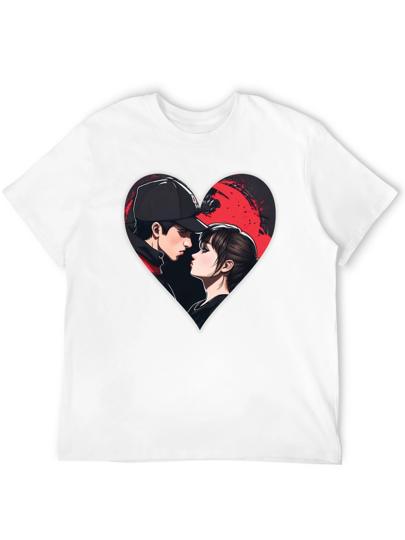 Romantic Couple Heart Graphic Tee