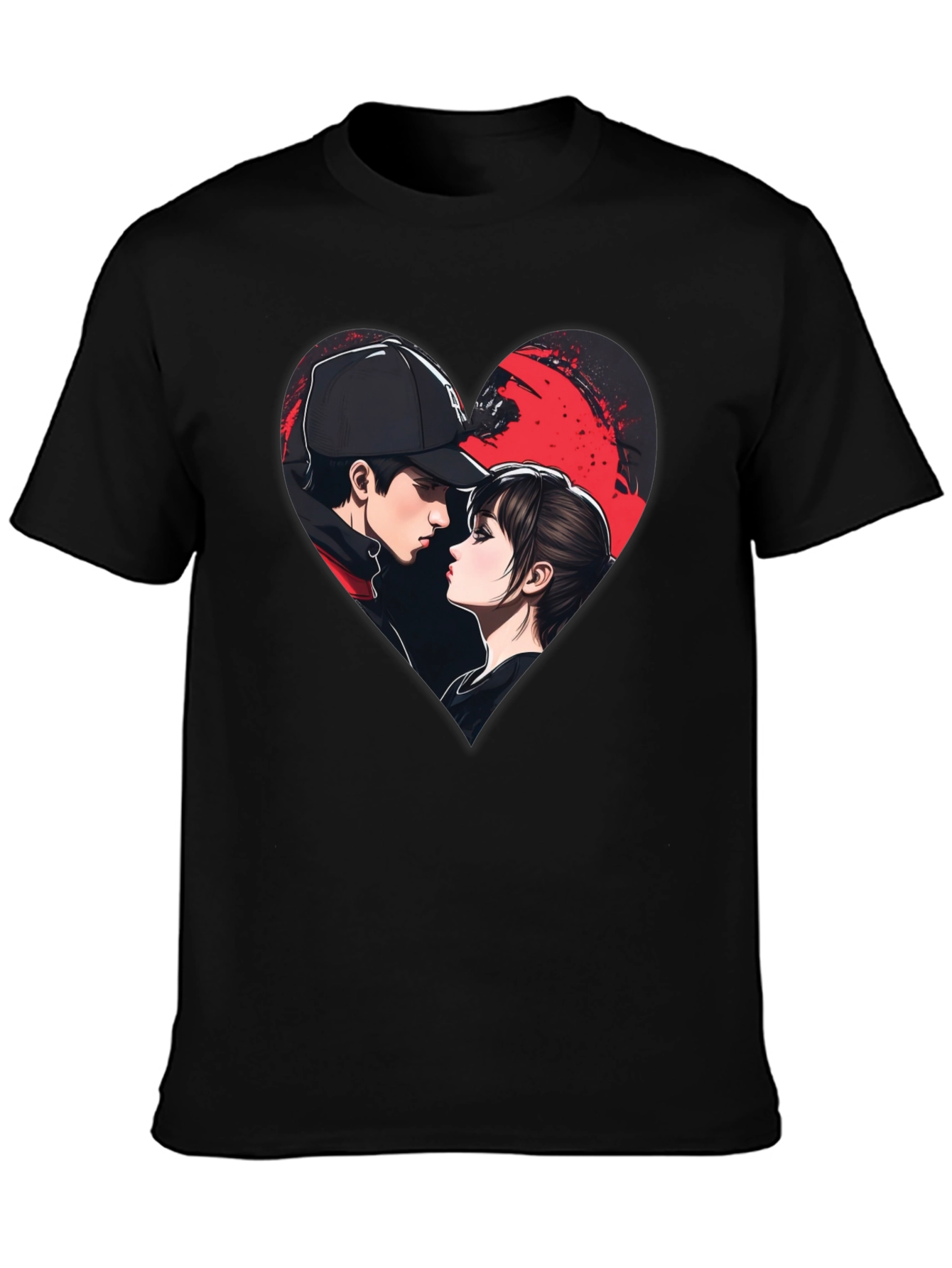 Romantic Couple Heart Graphic Tee