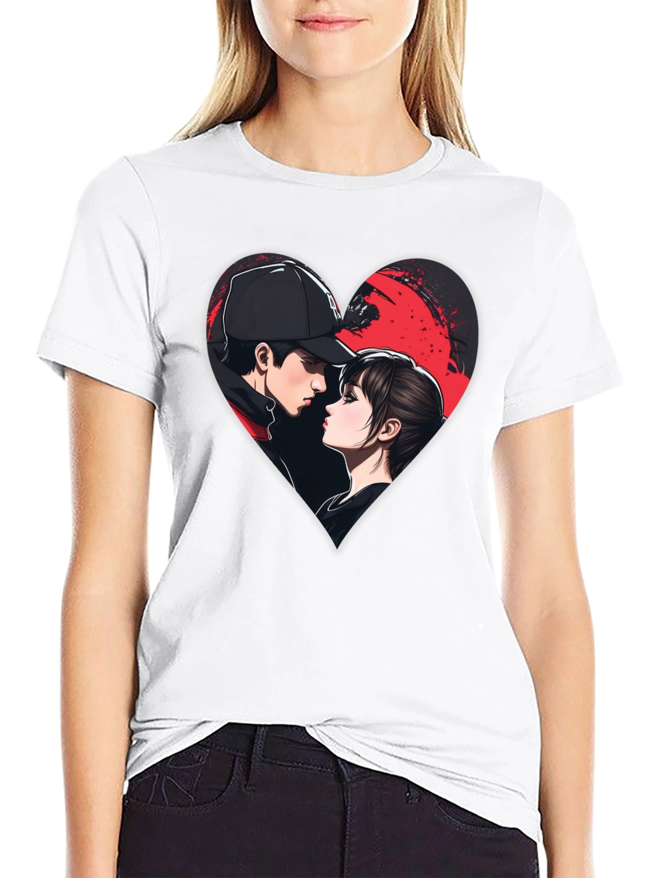 Romantic Couple Heart Graphic Tee
