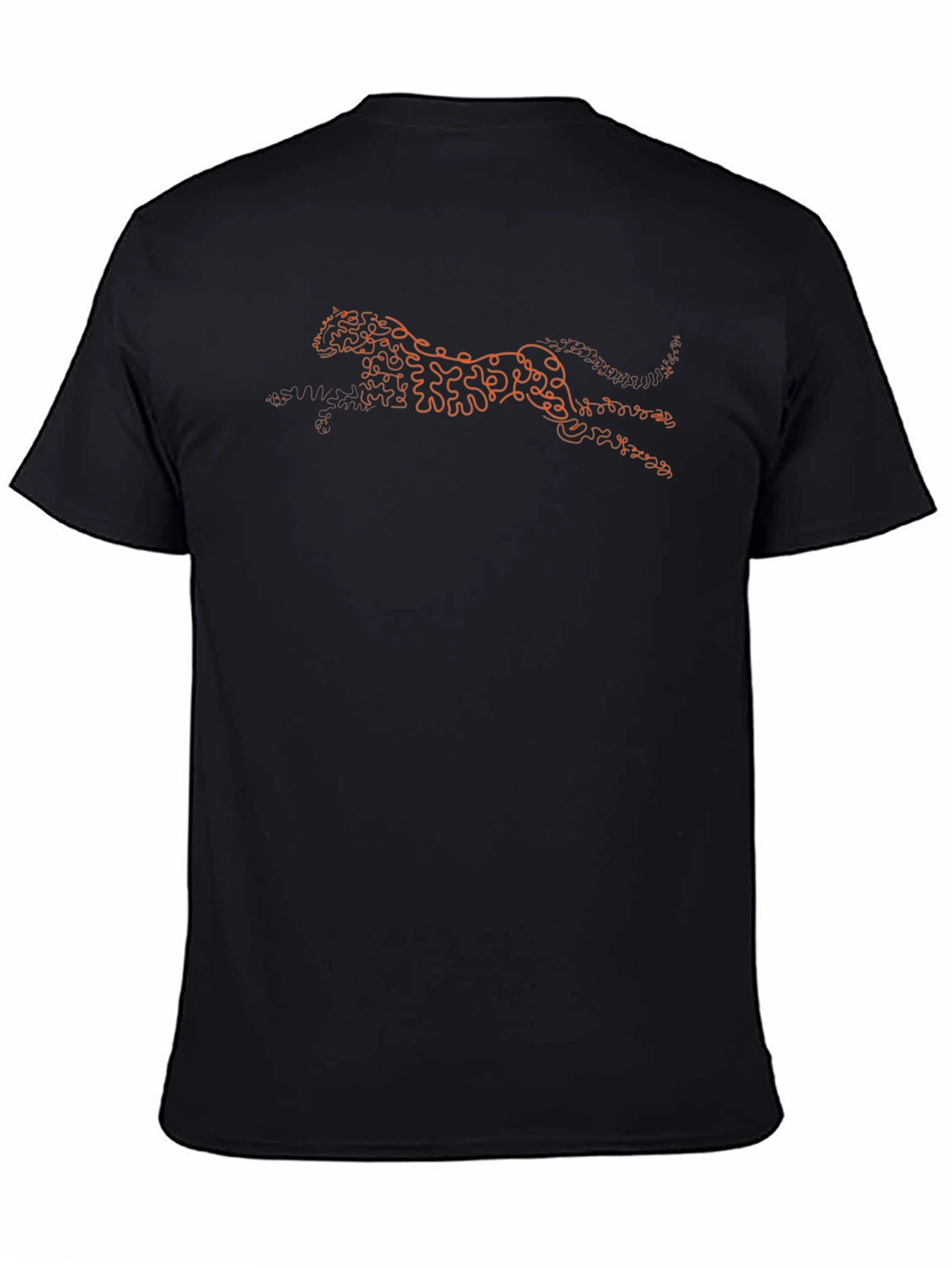 Orange Cheetah Graphic Black T-Shirt