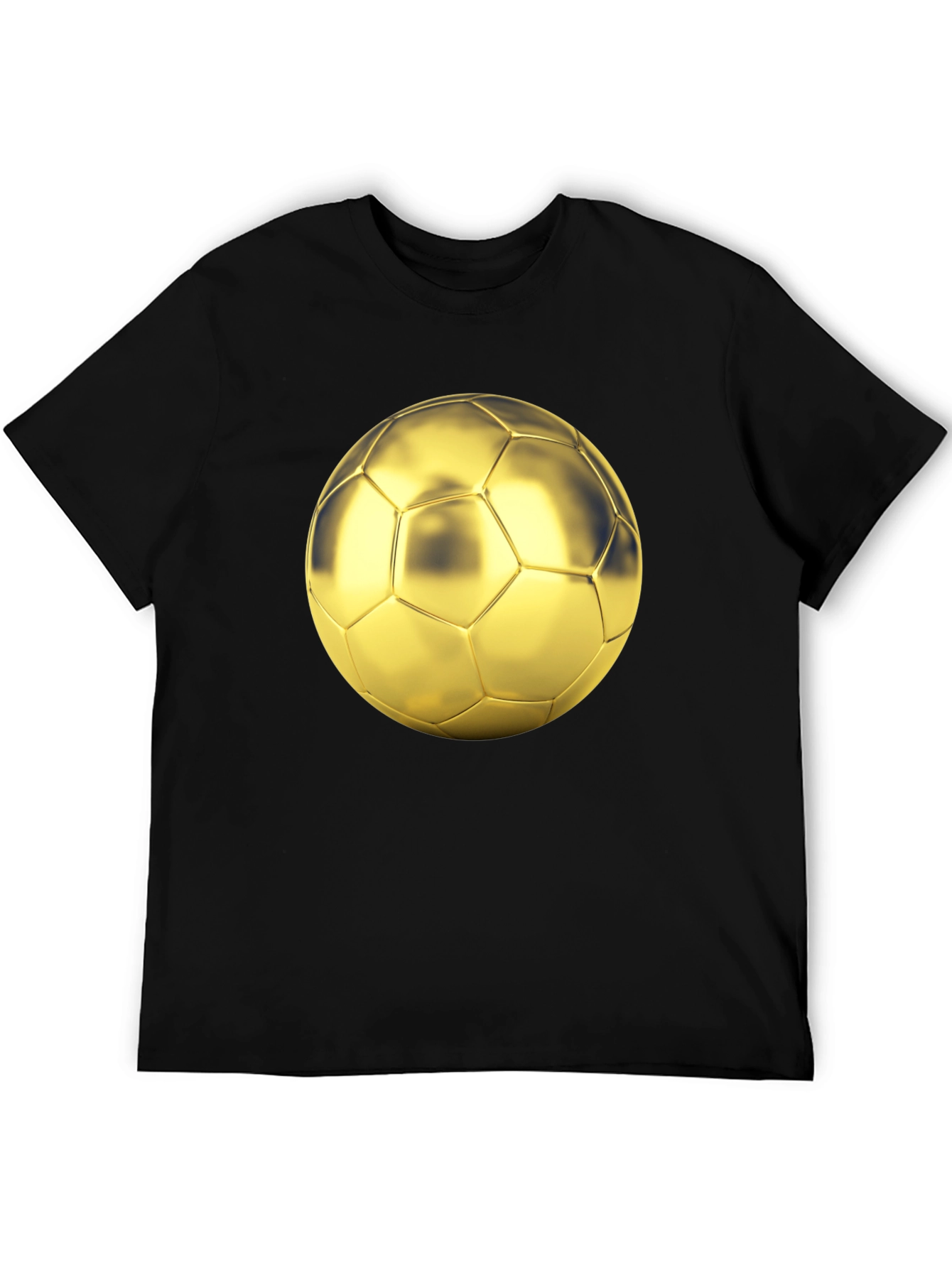 Golden Soccer Ball Graphic Black T-Shirt