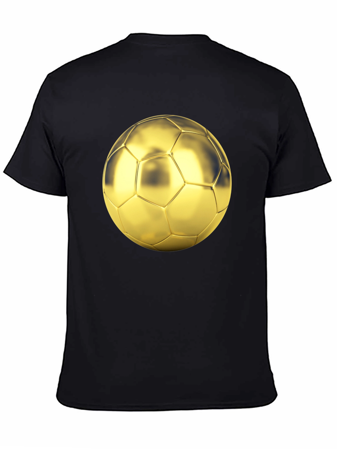 Golden Soccer Ball Graphic Black T-Shirt