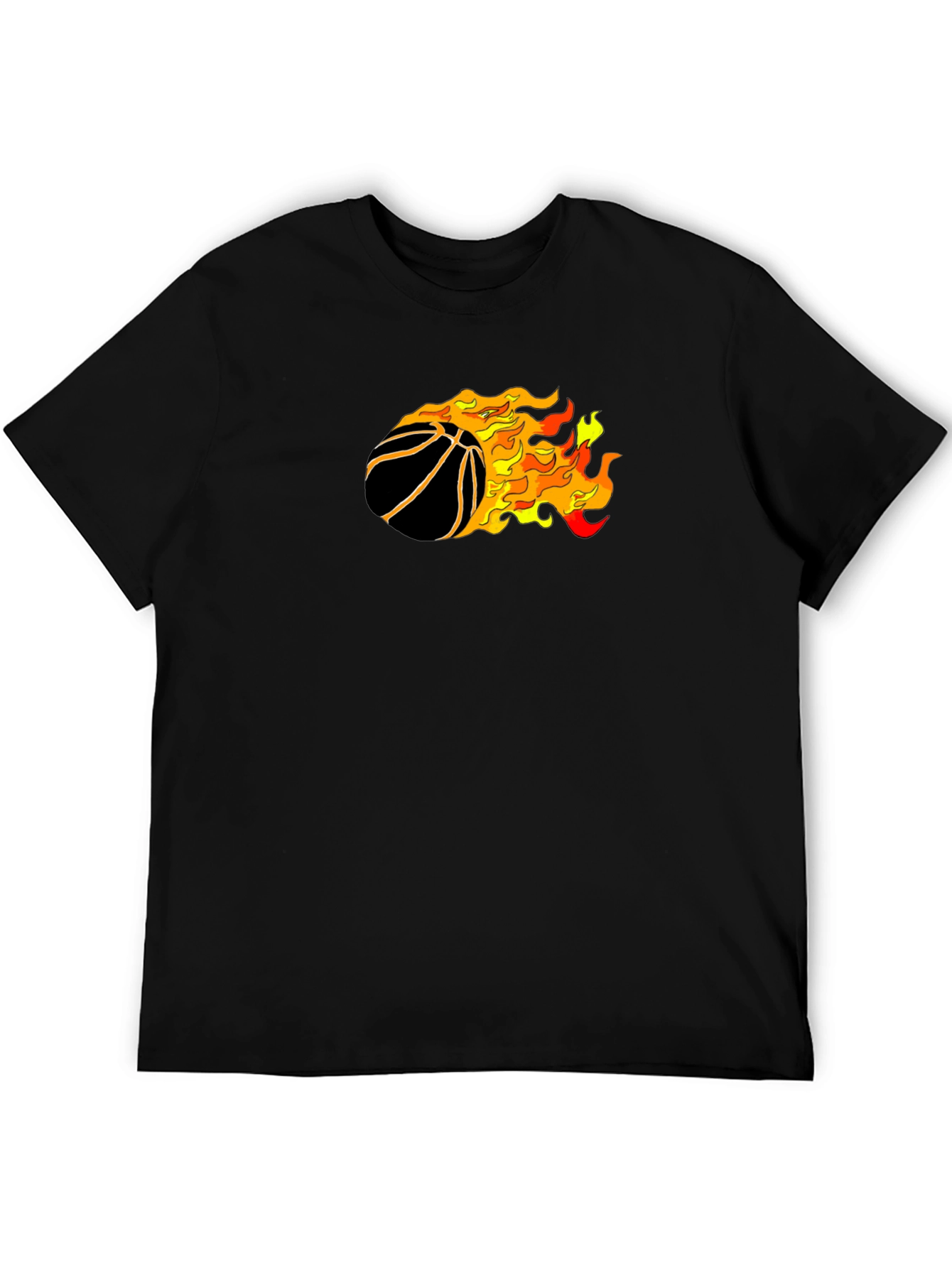 Flaming Basketball Graphic T-Shirt