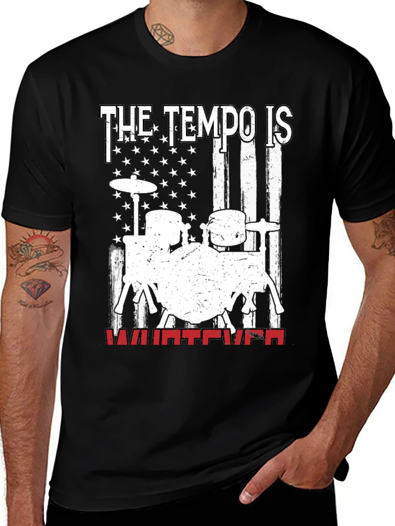 The Tempo Is Whatever Drum Set Graphic T-Shirt