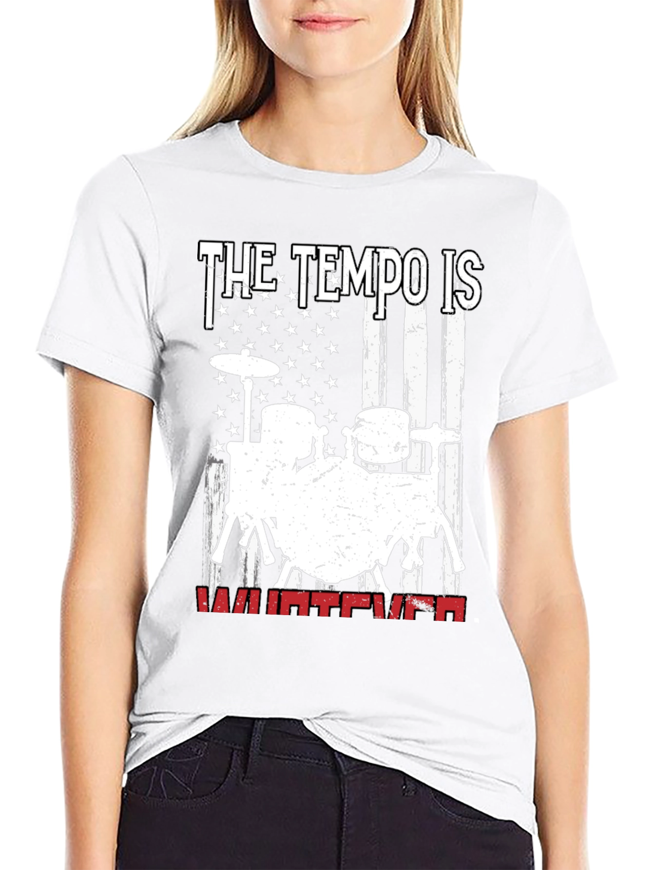 The Tempo Is Whatever Drum Set Graphic T-Shirt