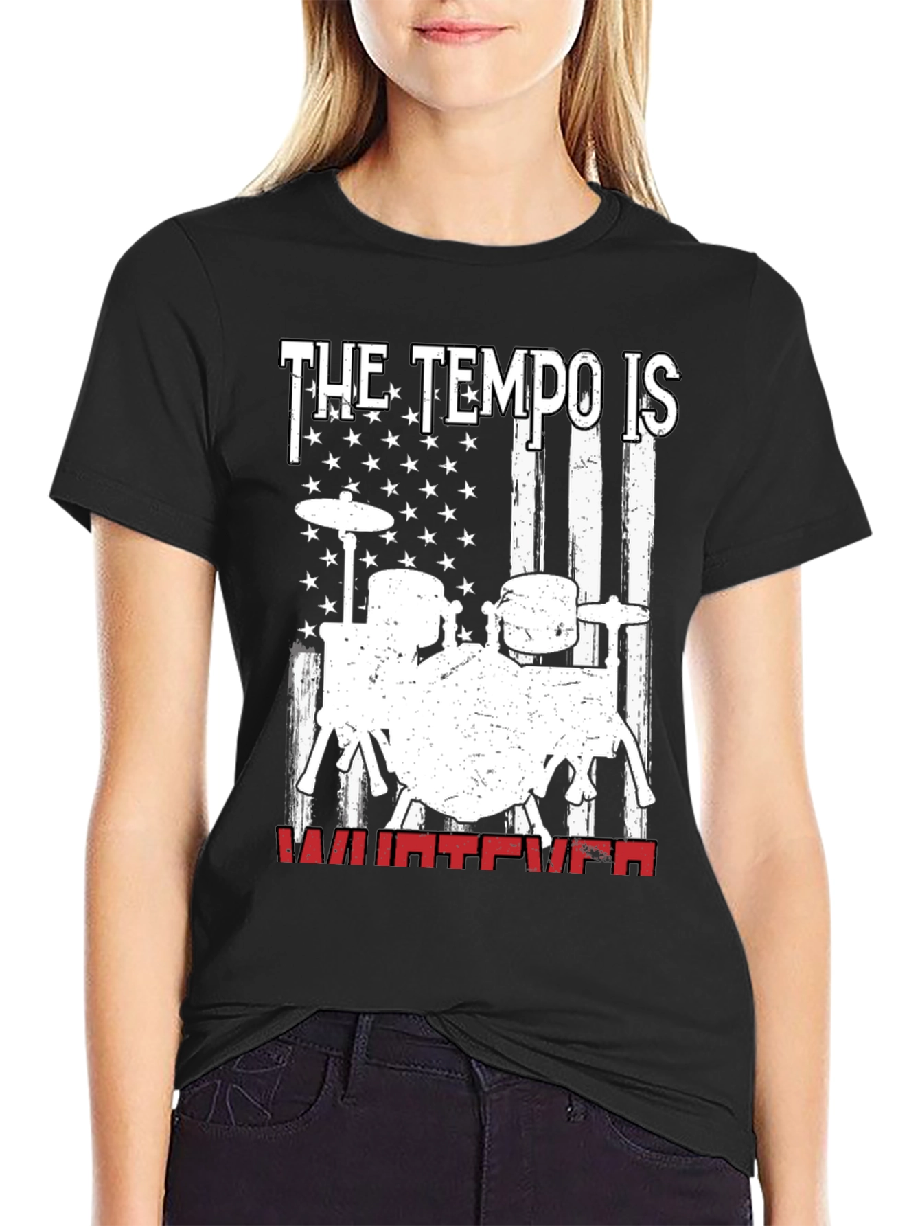 The Tempo Is Whatever Drum Set Graphic T-Shirt