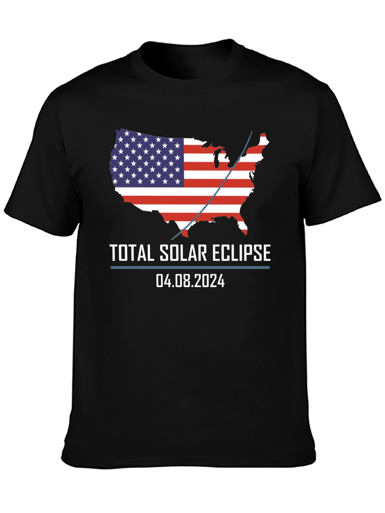 Total Solar Eclipse 2024 USA Flag T-Shirt