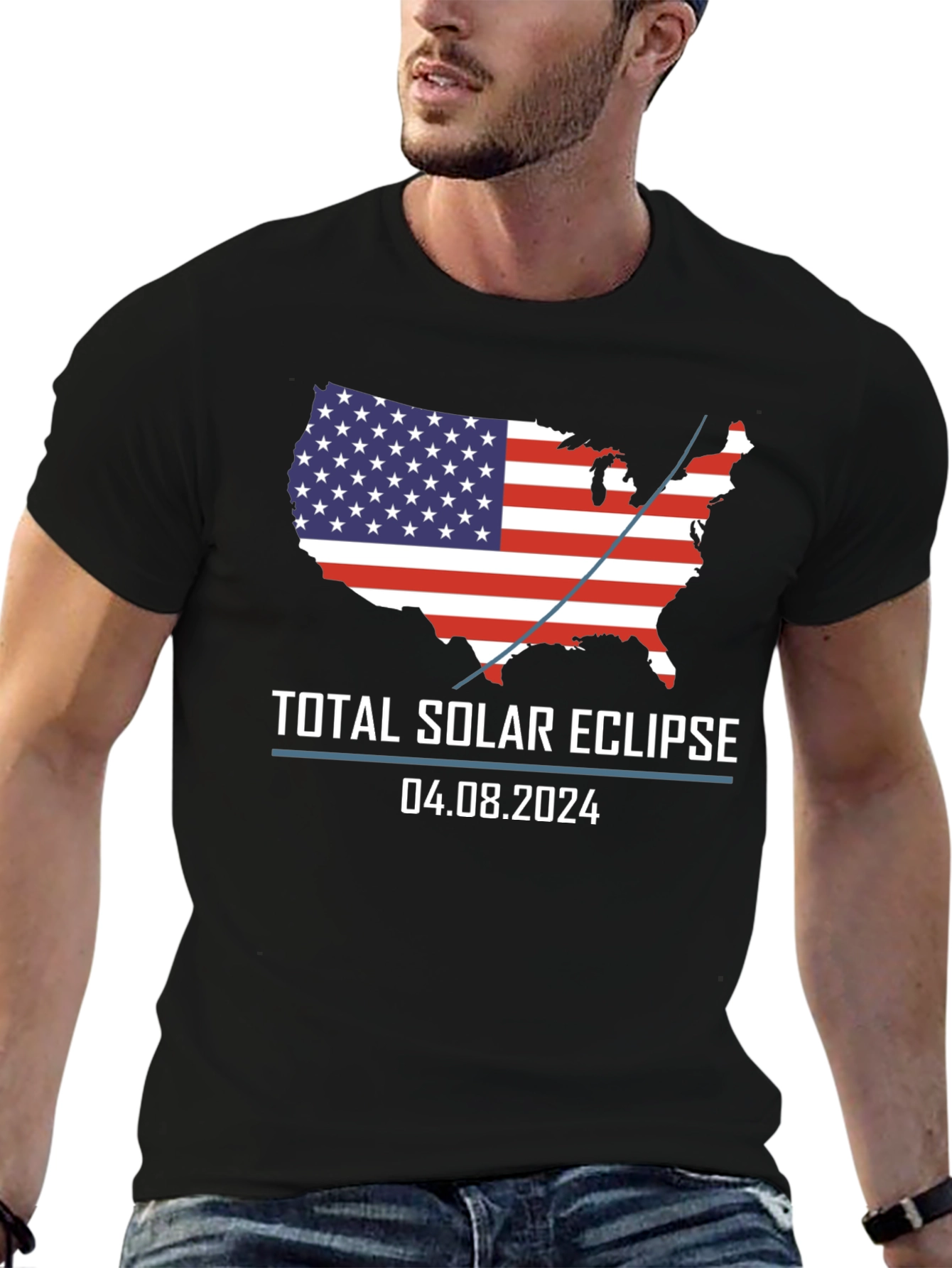 Total Solar Eclipse 2024 USA Flag T-Shirt
