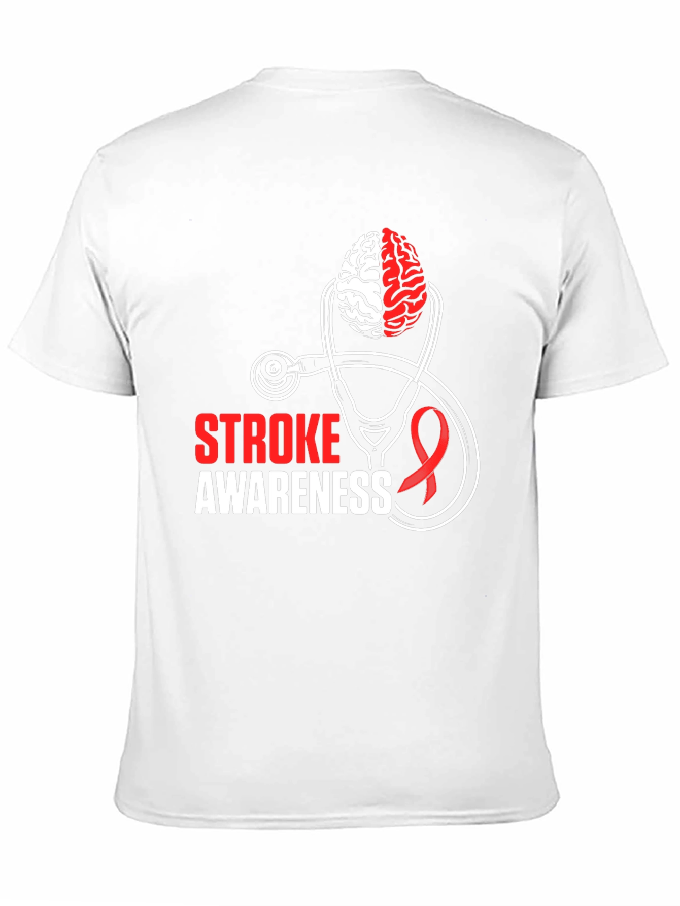 Stroke Awareness T-Shirt - Brain & Stethoscope Design