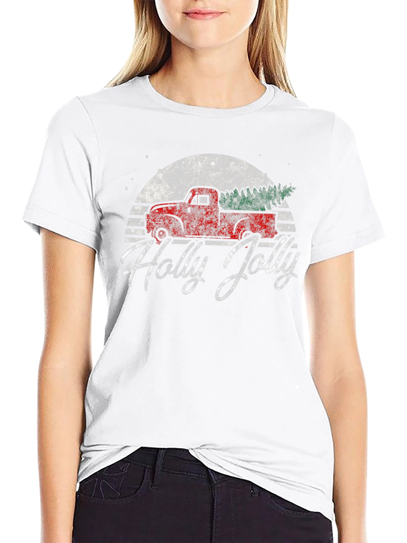 Holly Jolly Retro Truck Christmas T-Shirt