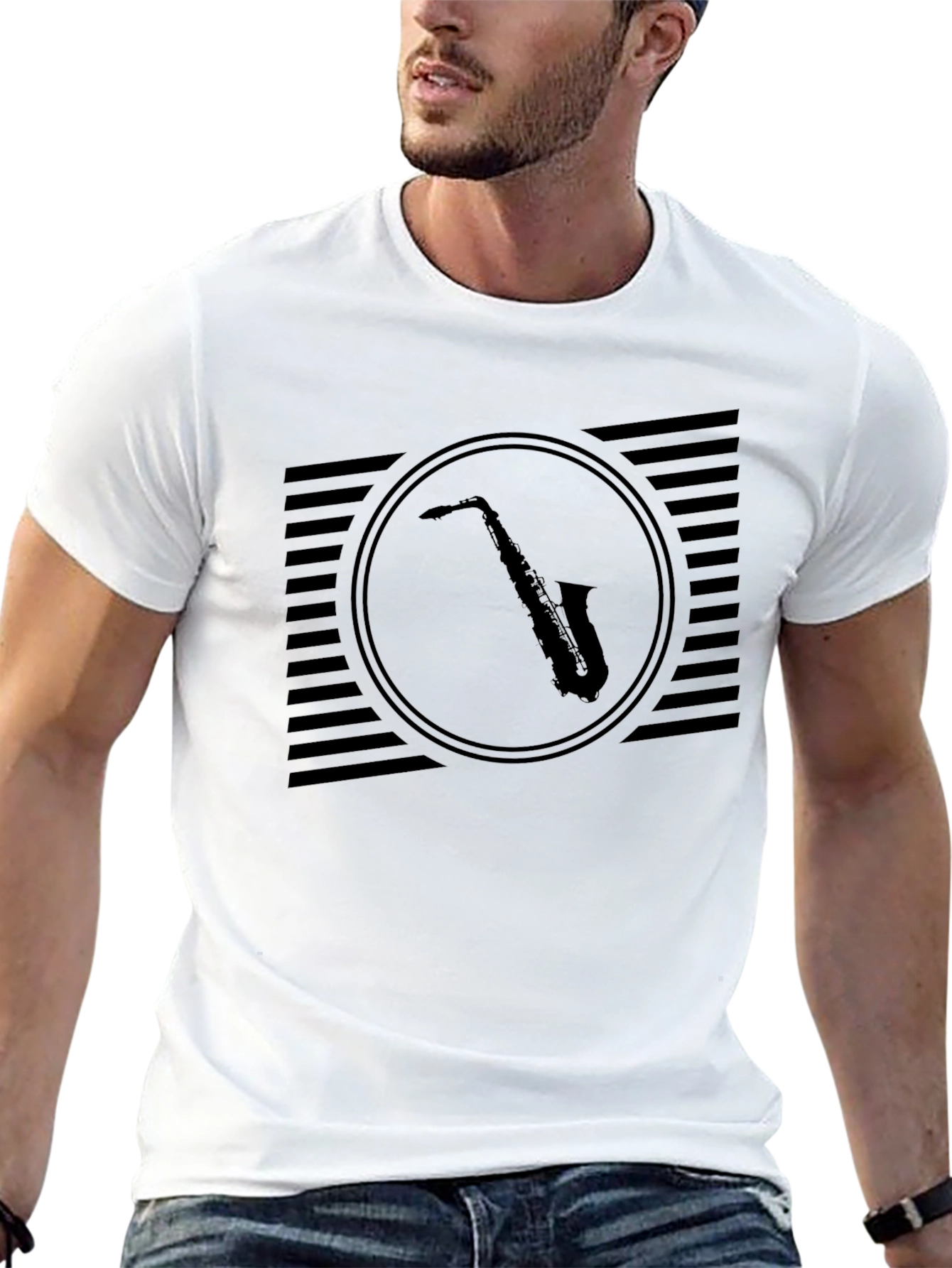 Saxophone Graphic Tee - Black