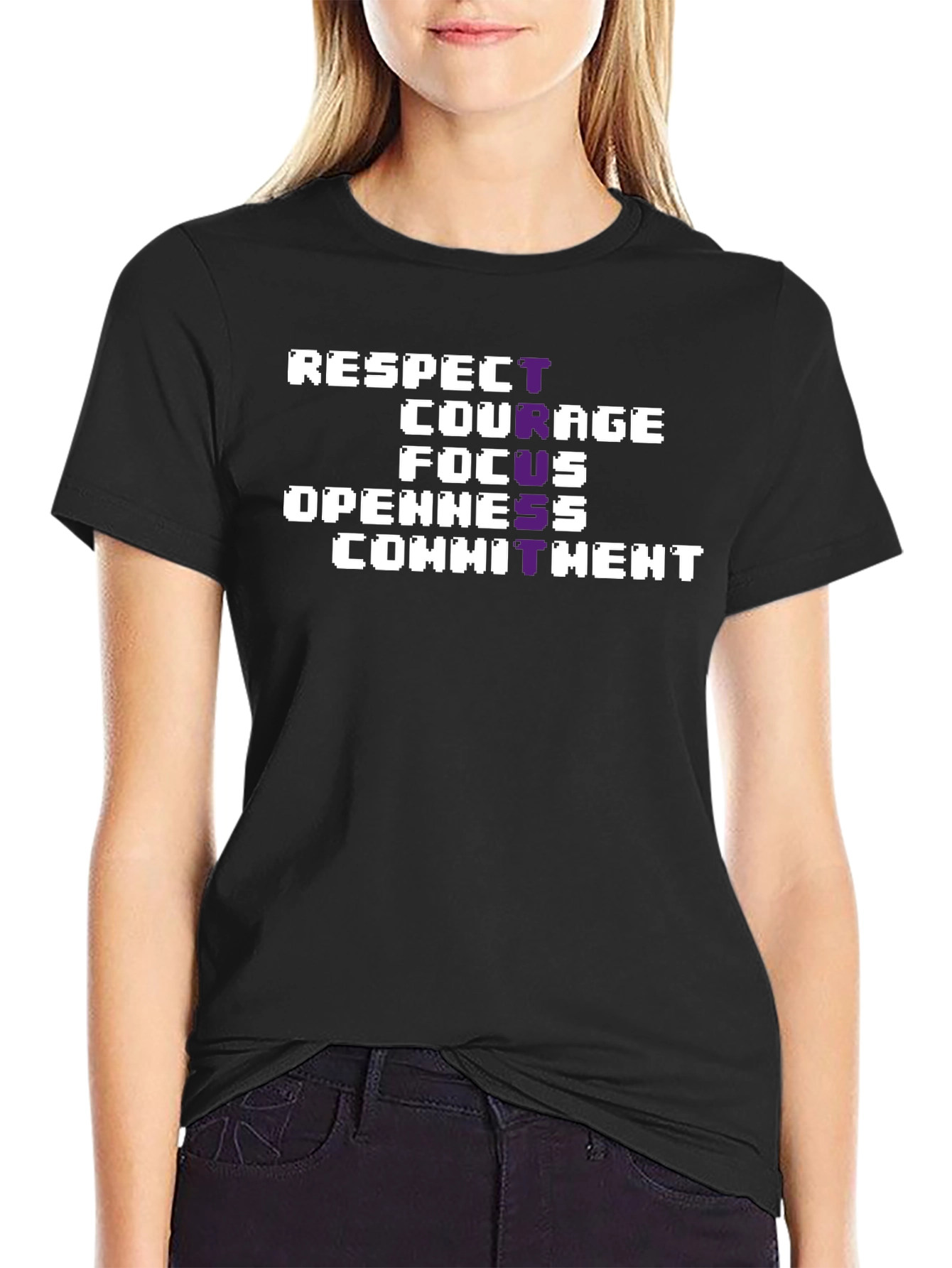 Respect Courage Focus Graphic Tee - Black