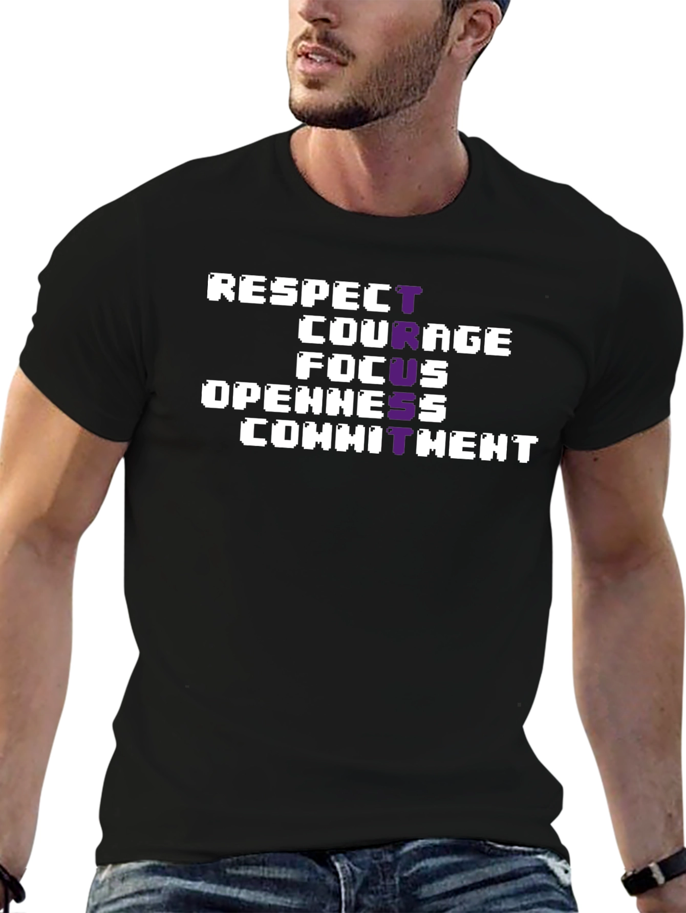 Respect Courage Focus Graphic Tee - Black