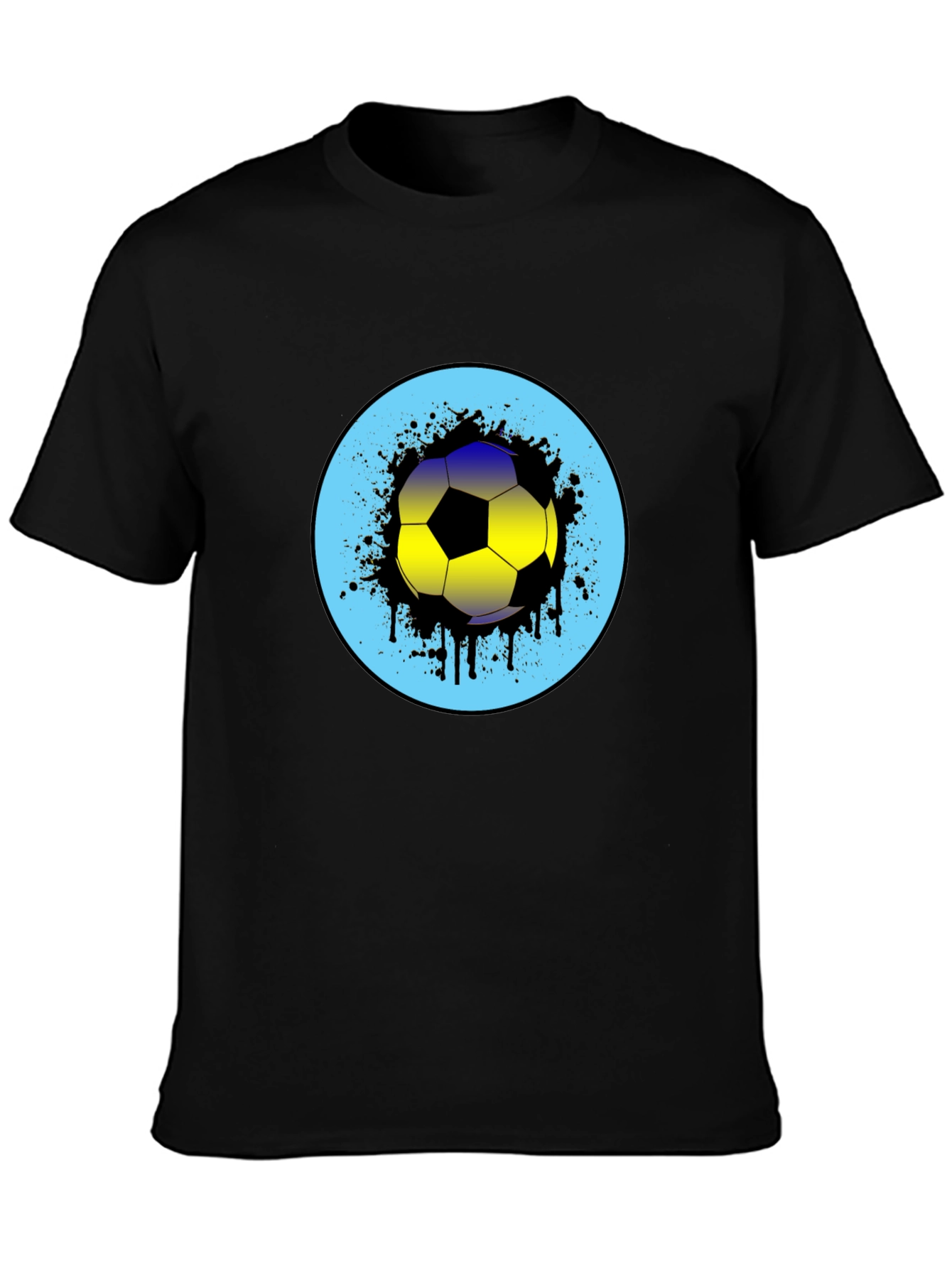 Soccer Ball Graphic Print Mens Black T-Shirt