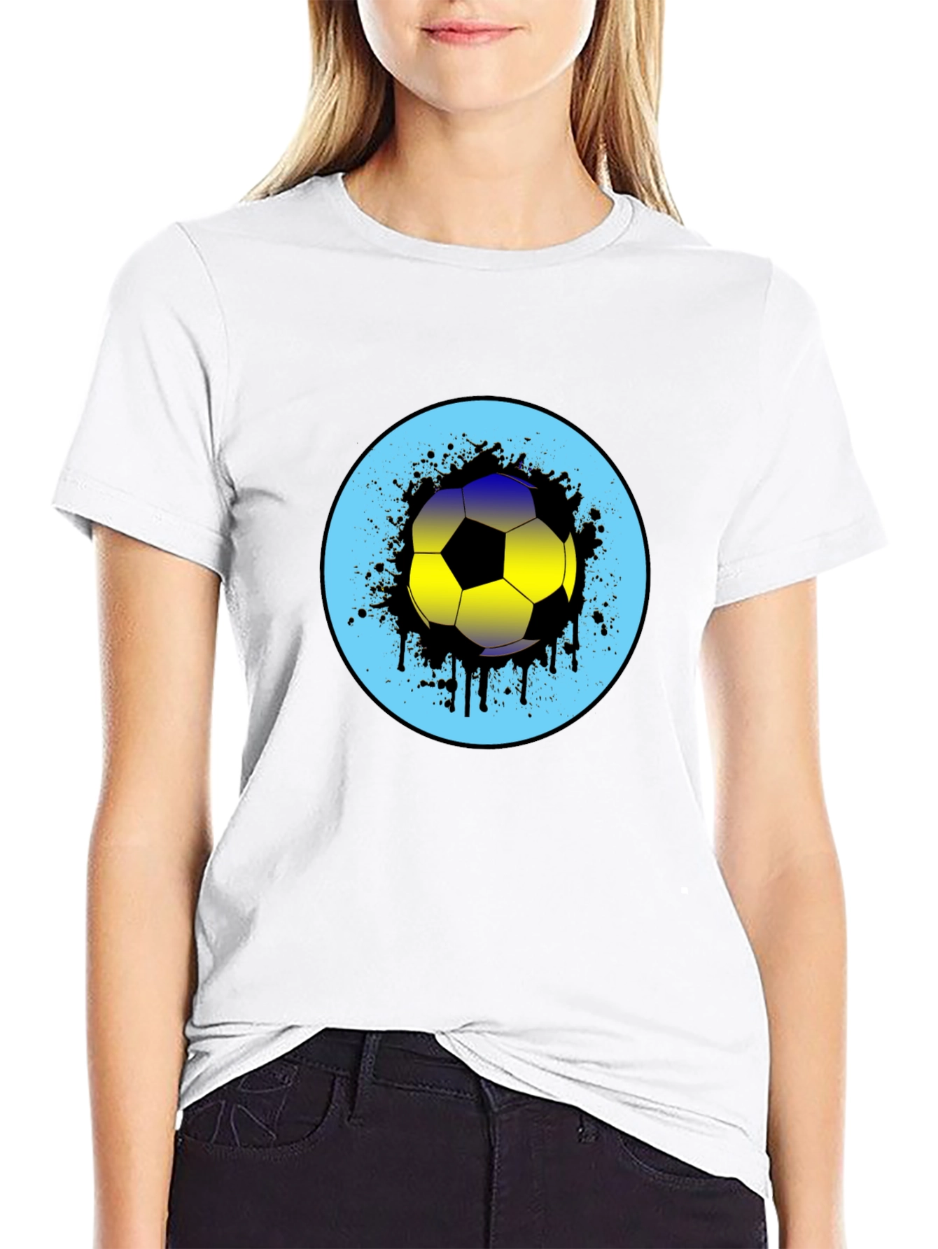Soccer Ball Graphic Print Mens Black T-Shirt