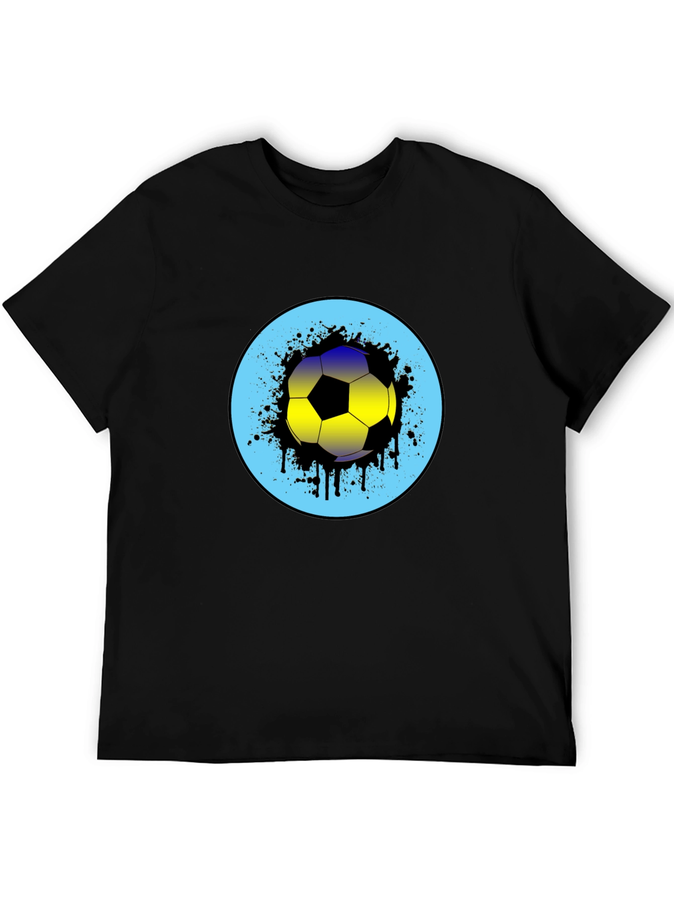 Soccer Ball Graphic Print Mens Black T-Shirt