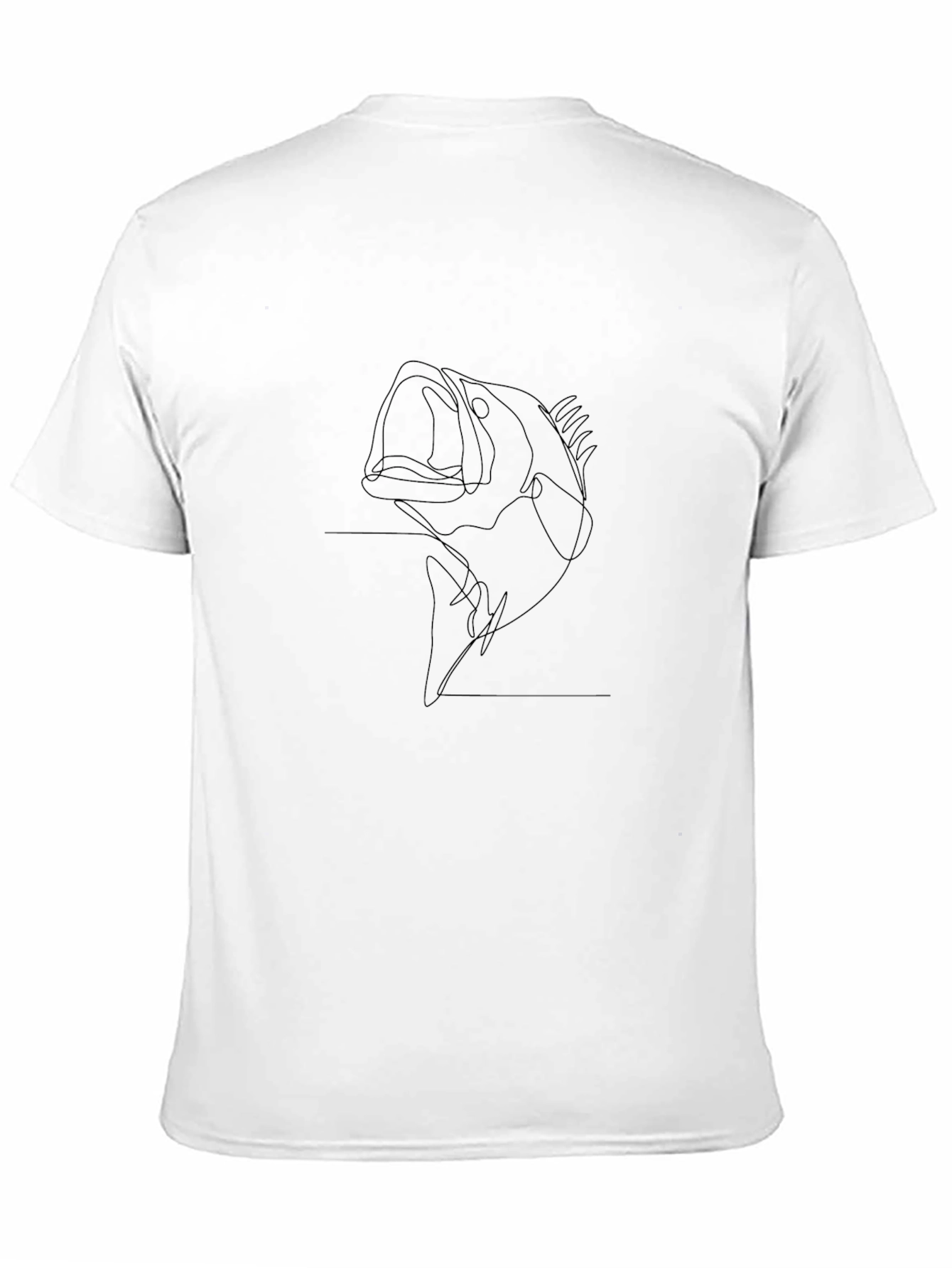 Mens Black Fish Outline Graphic T-Shirt