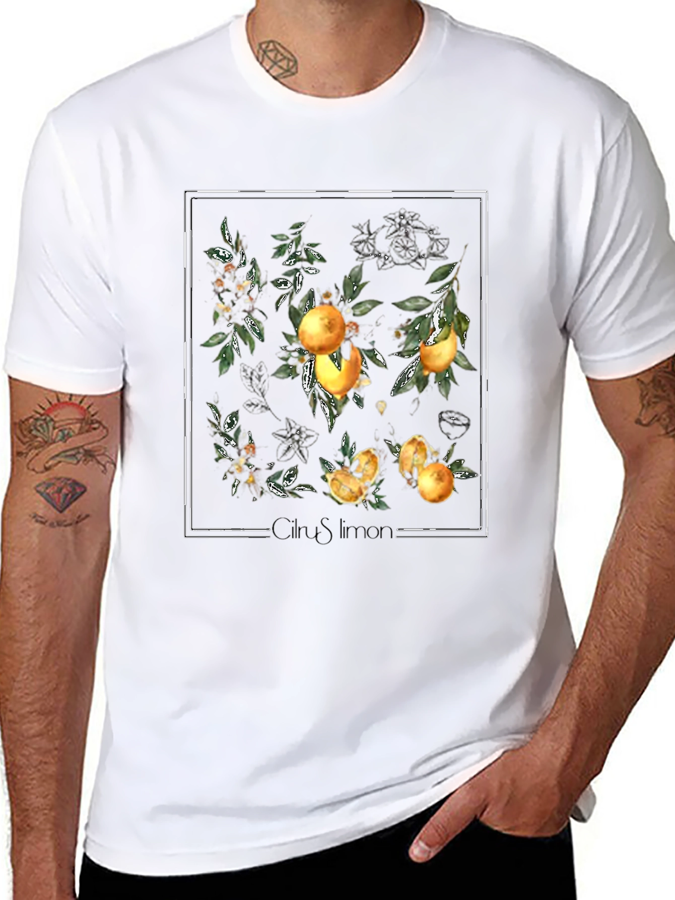 Citrus Limon Graphic Tee - Trendy Botanical Design