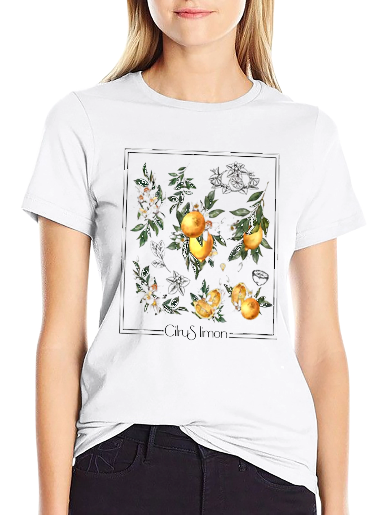 Citrus Limon Graphic Tee - Trendy Botanical Design