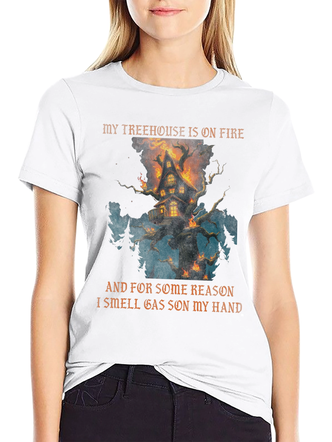 Burning Treehouse Novelty T-Shirt