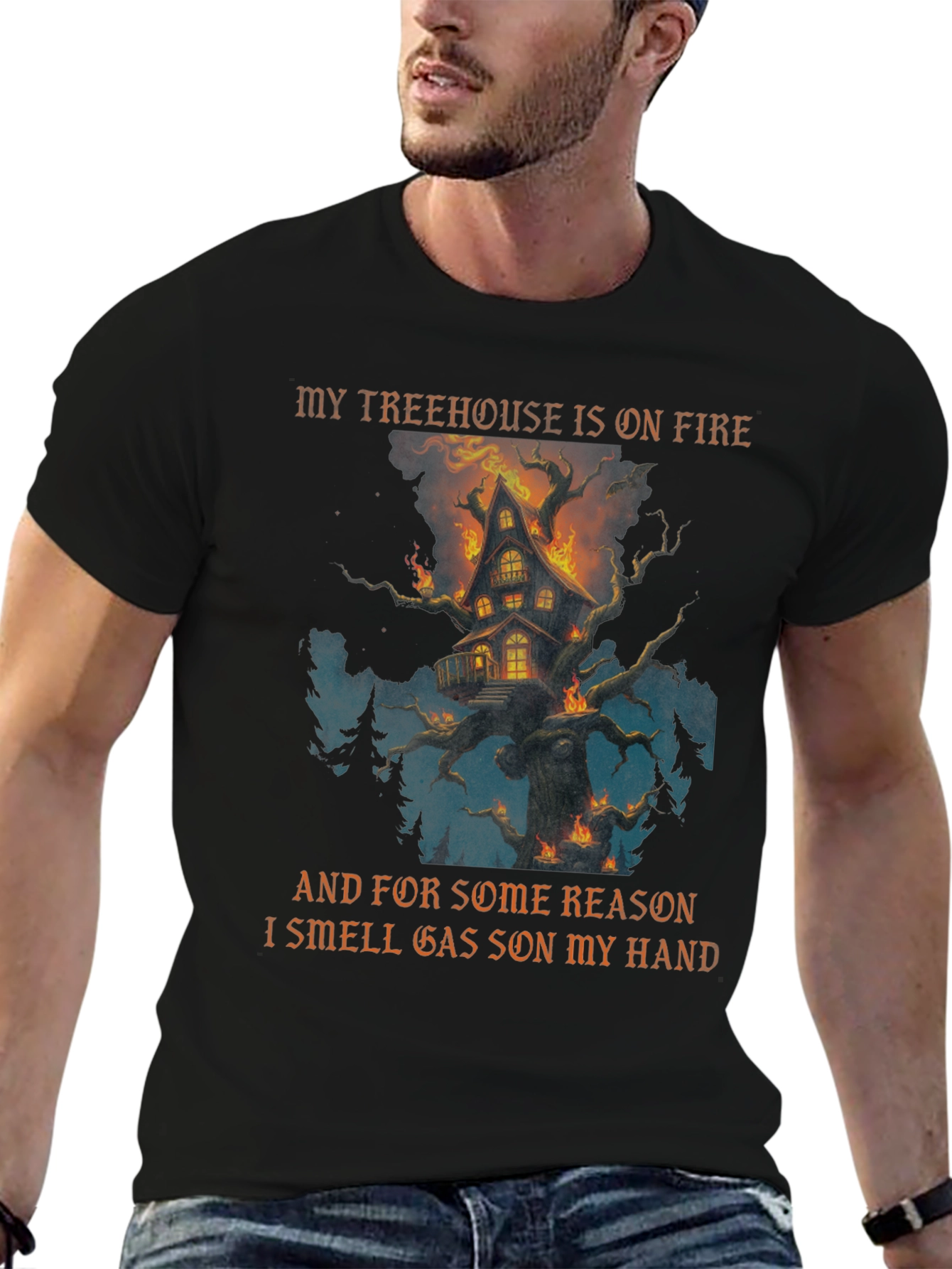 Burning Treehouse Novelty T-Shirt