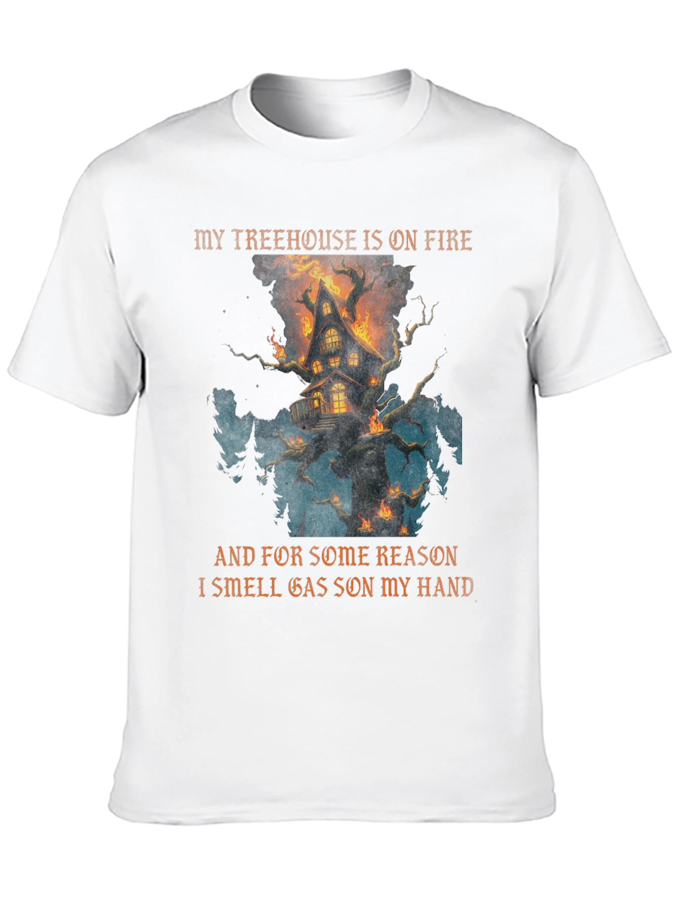 Burning Treehouse Novelty T-Shirt