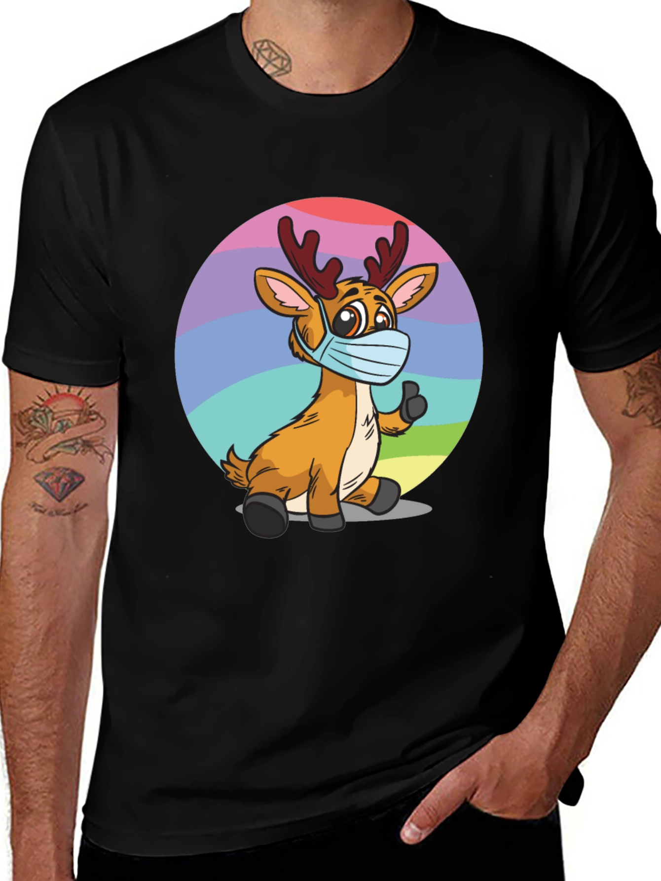 Reindeer Wearing Mask Graphic Tee