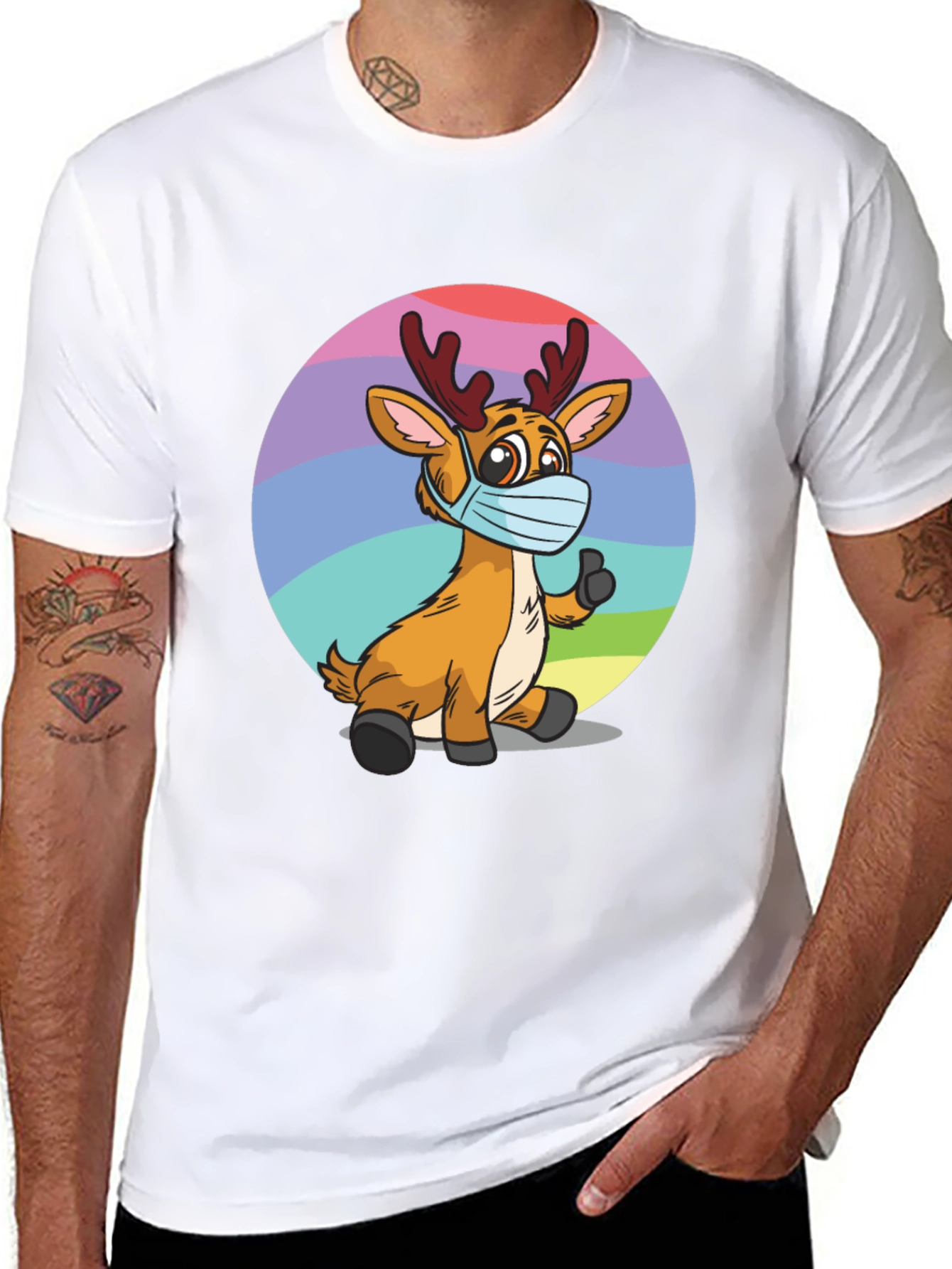 Reindeer Wearing Mask Graphic Tee