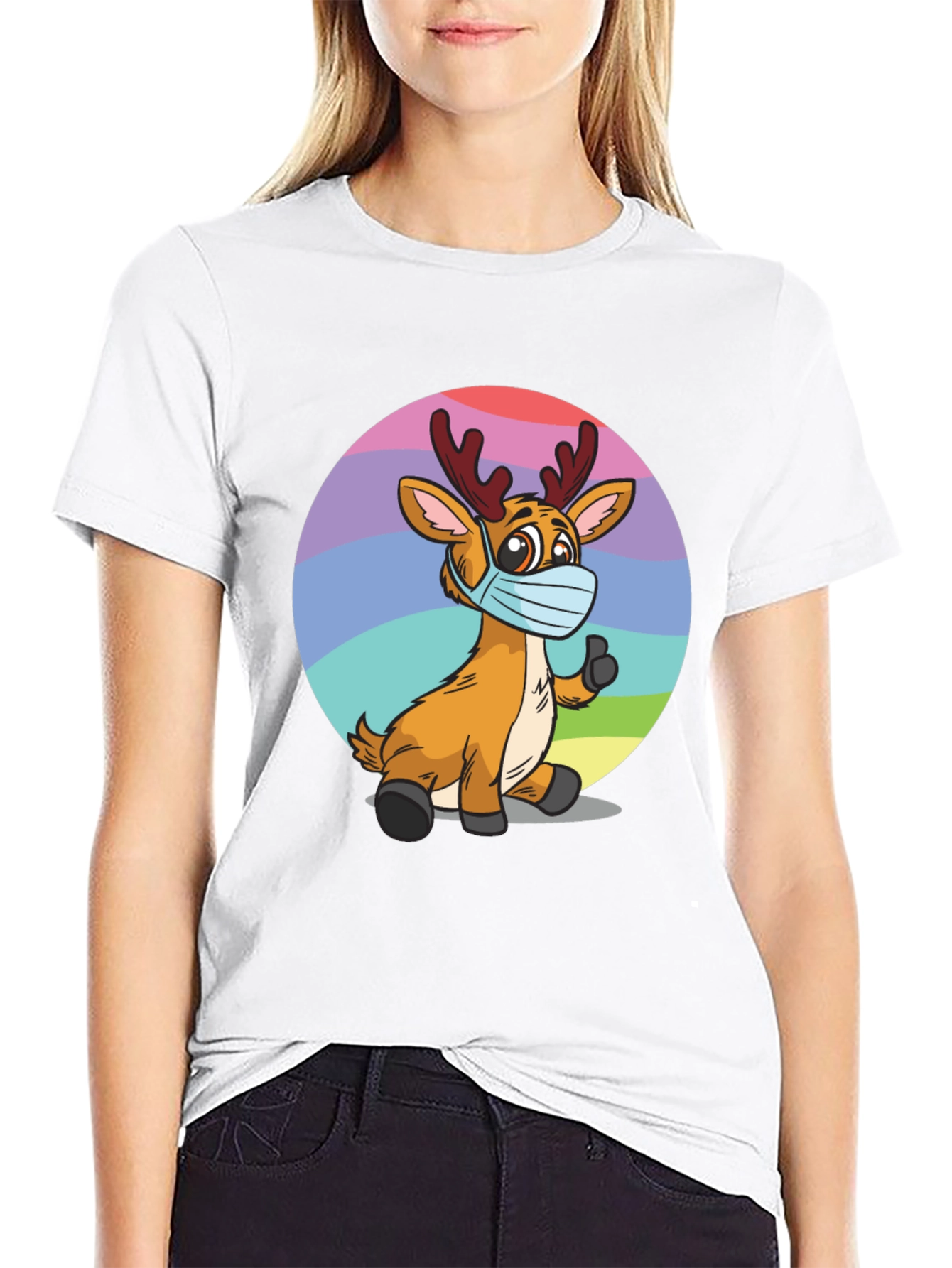Reindeer Wearing Mask Graphic Tee