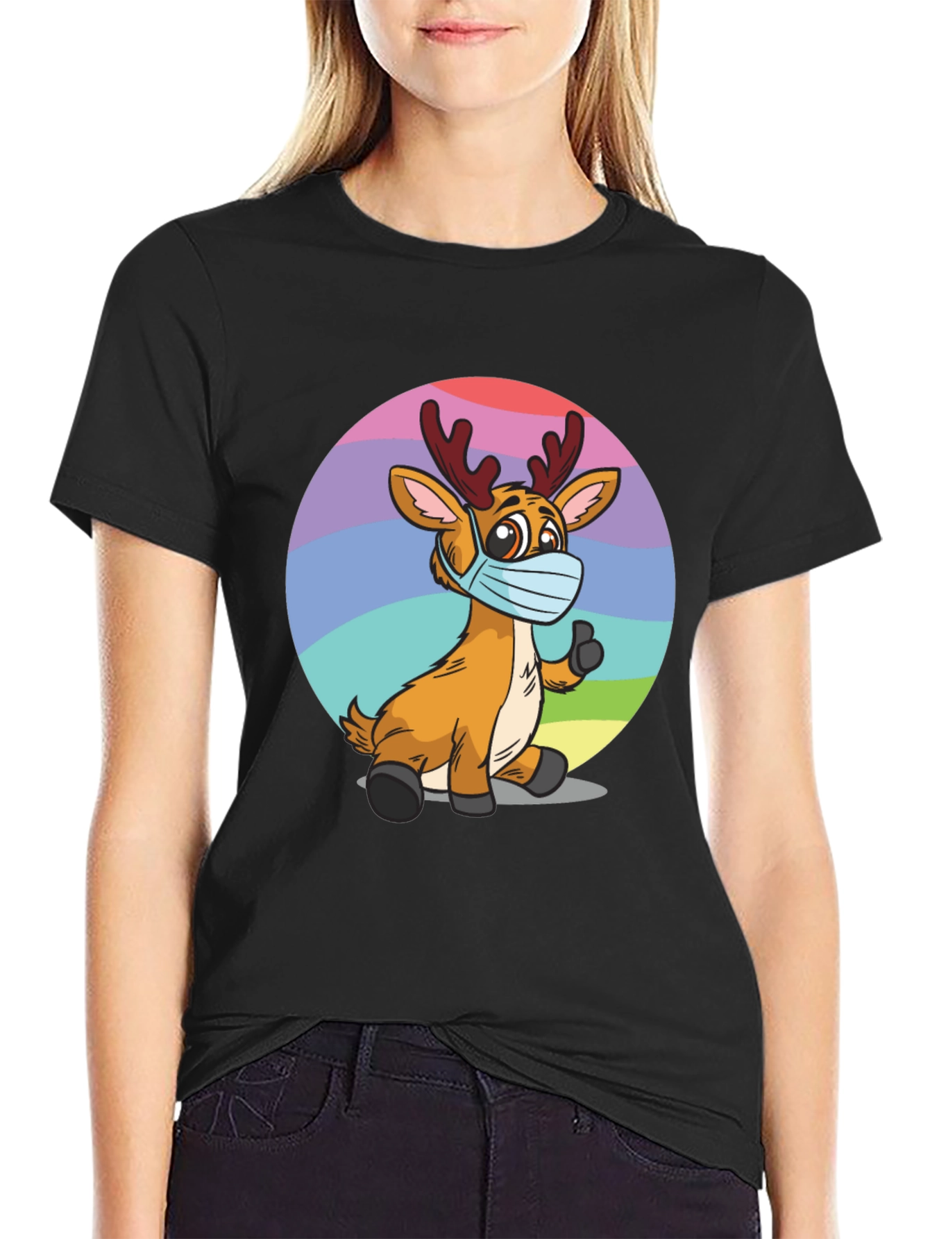 Reindeer Wearing Mask Graphic Tee