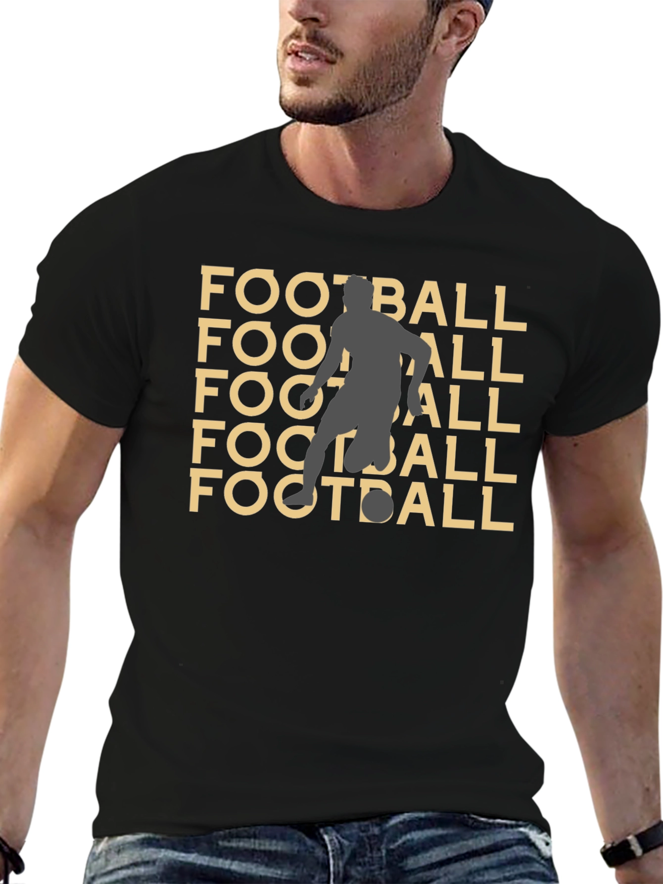 Football Graphic Tee - Black Casual Style