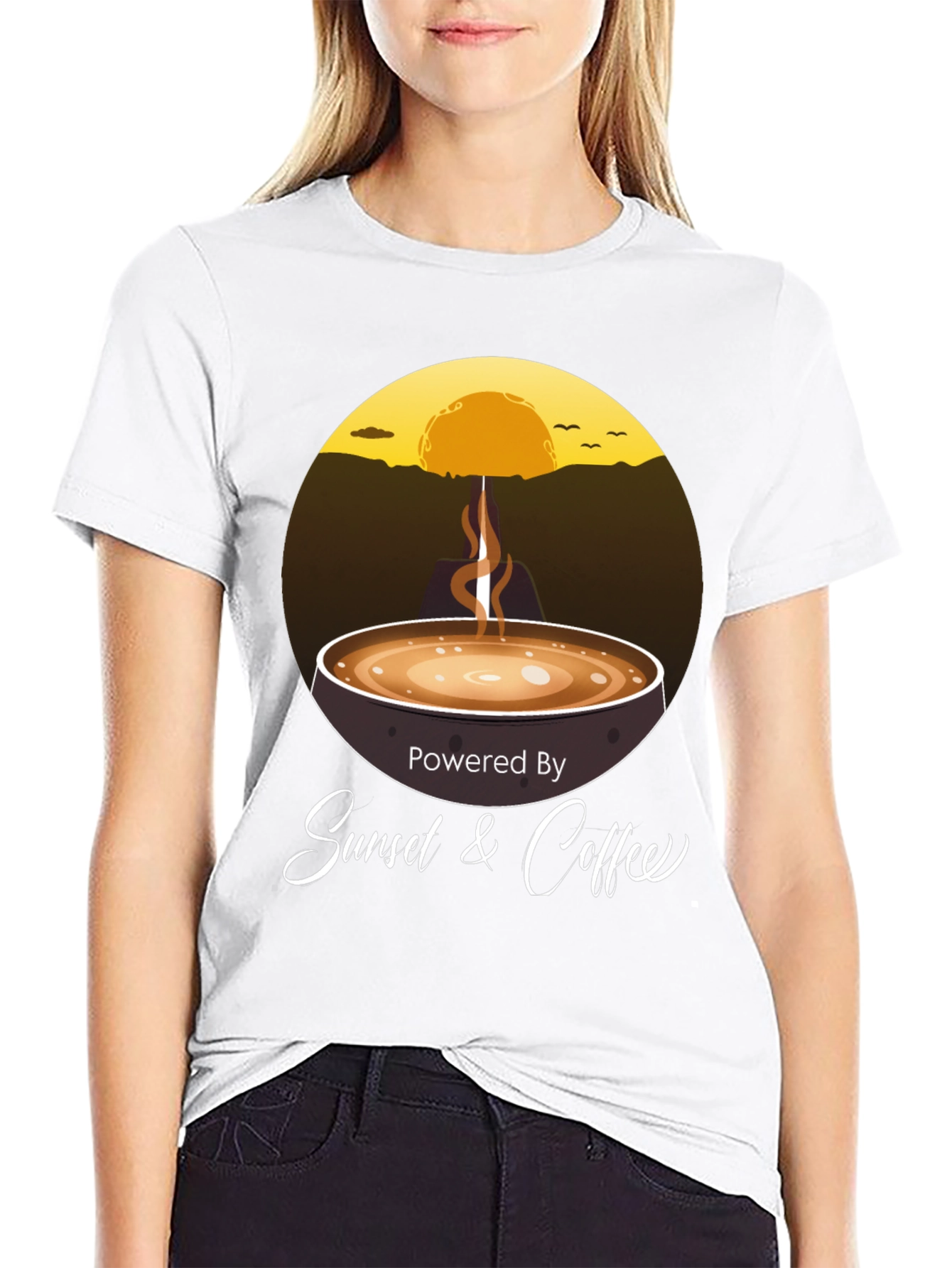 Sunset & Coffee Graphic Tee - Relaxed Fit